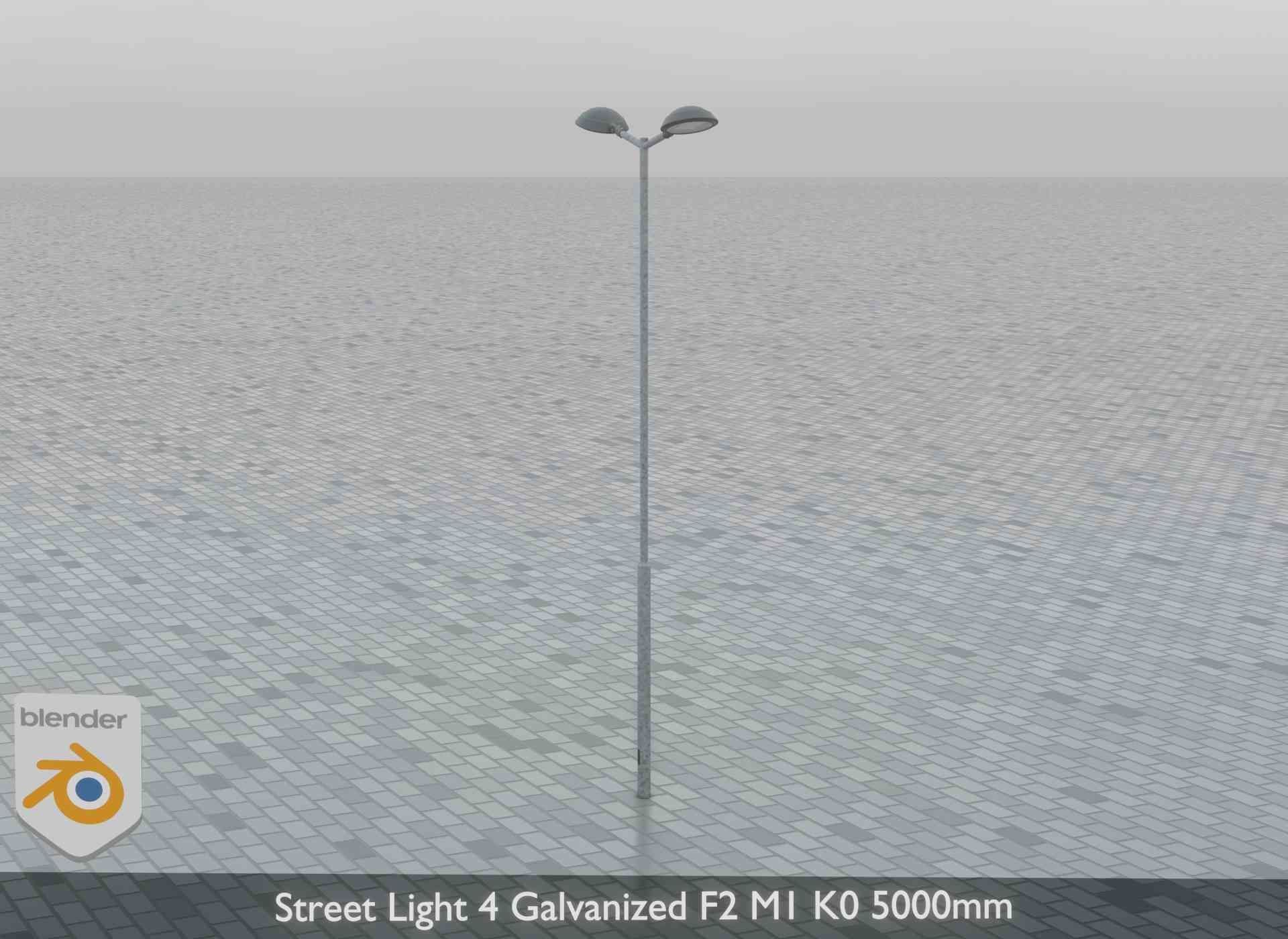 Street Light 4 Galvanized F2 M1 K0 5000mm Low-poly 3D model_7
