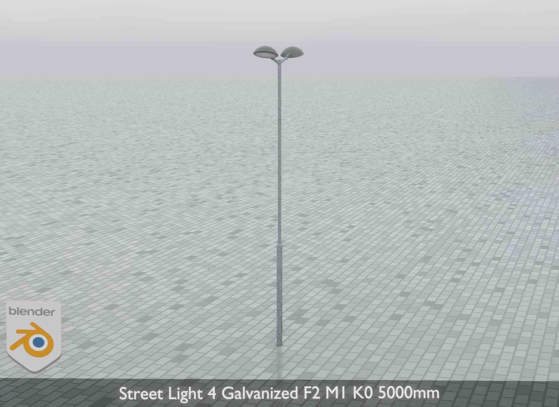 Street Light 4 Galvanized F2 M1 K0 5000mm Low-poly 3D model_12