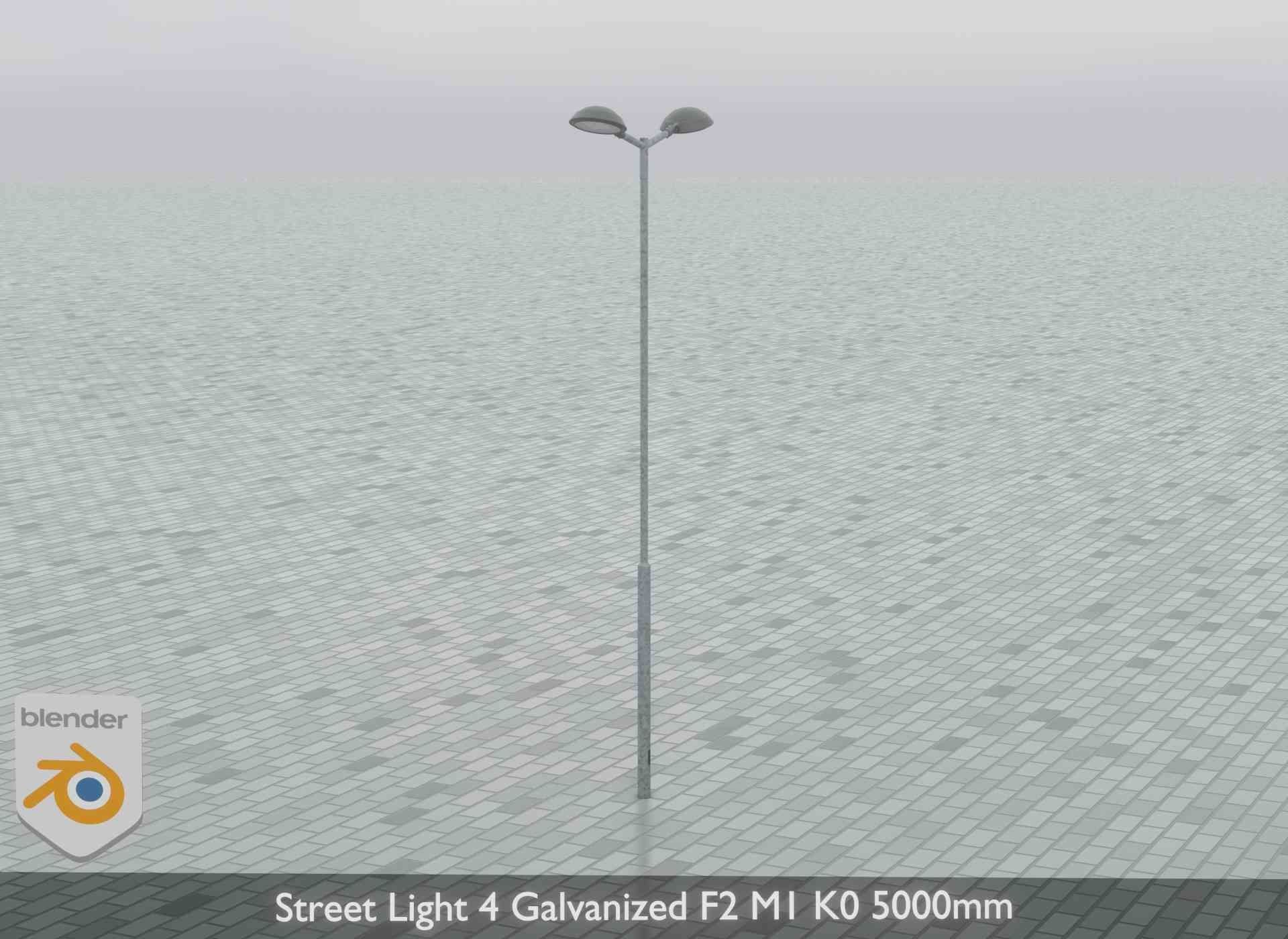 Street Light 4 Galvanized F2 M1 K0 5000mm Low-poly 3D model_13