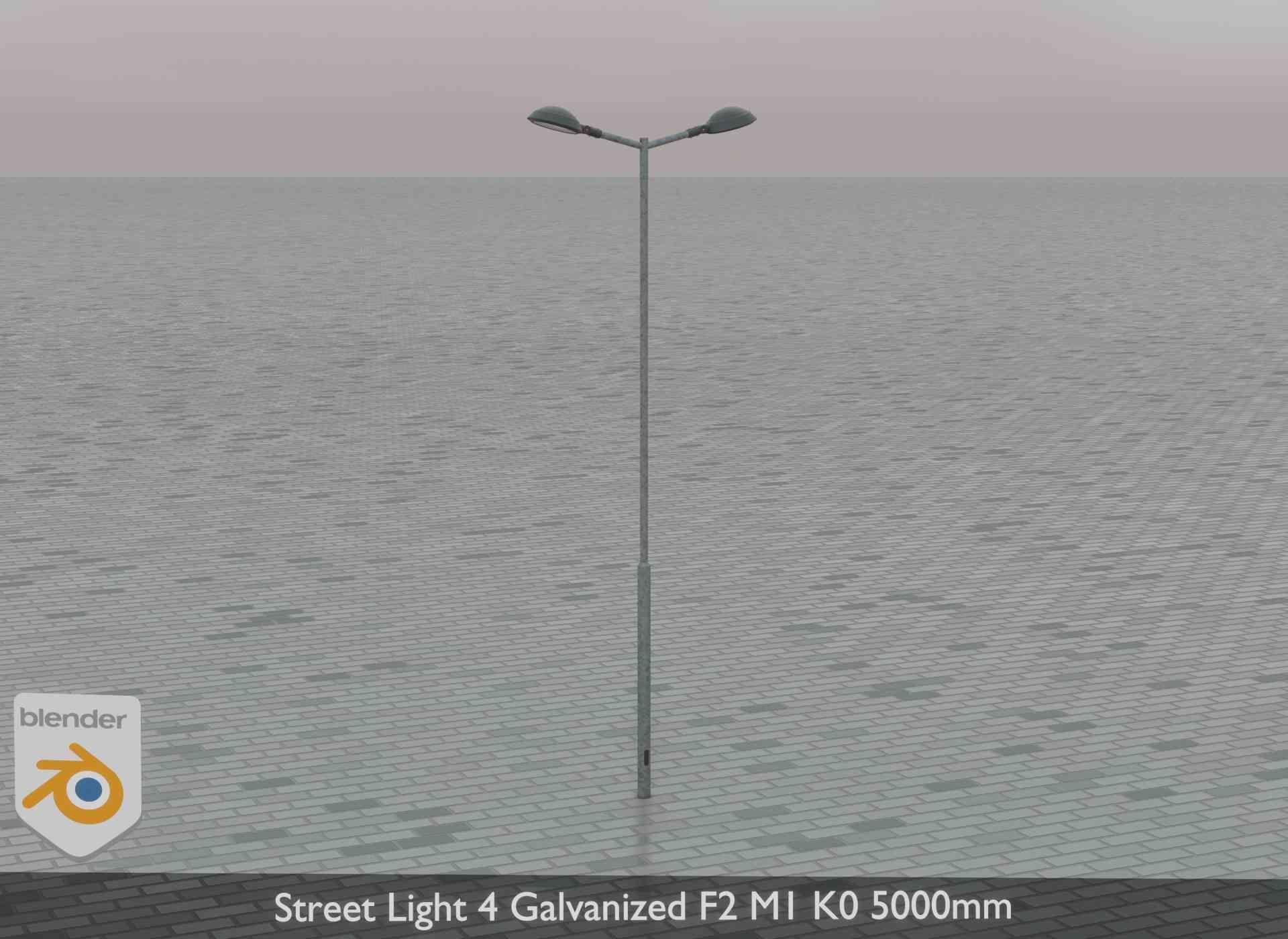 Street Light 4 Galvanized F2 M1 K0 5000mm Low-poly 3D model_77