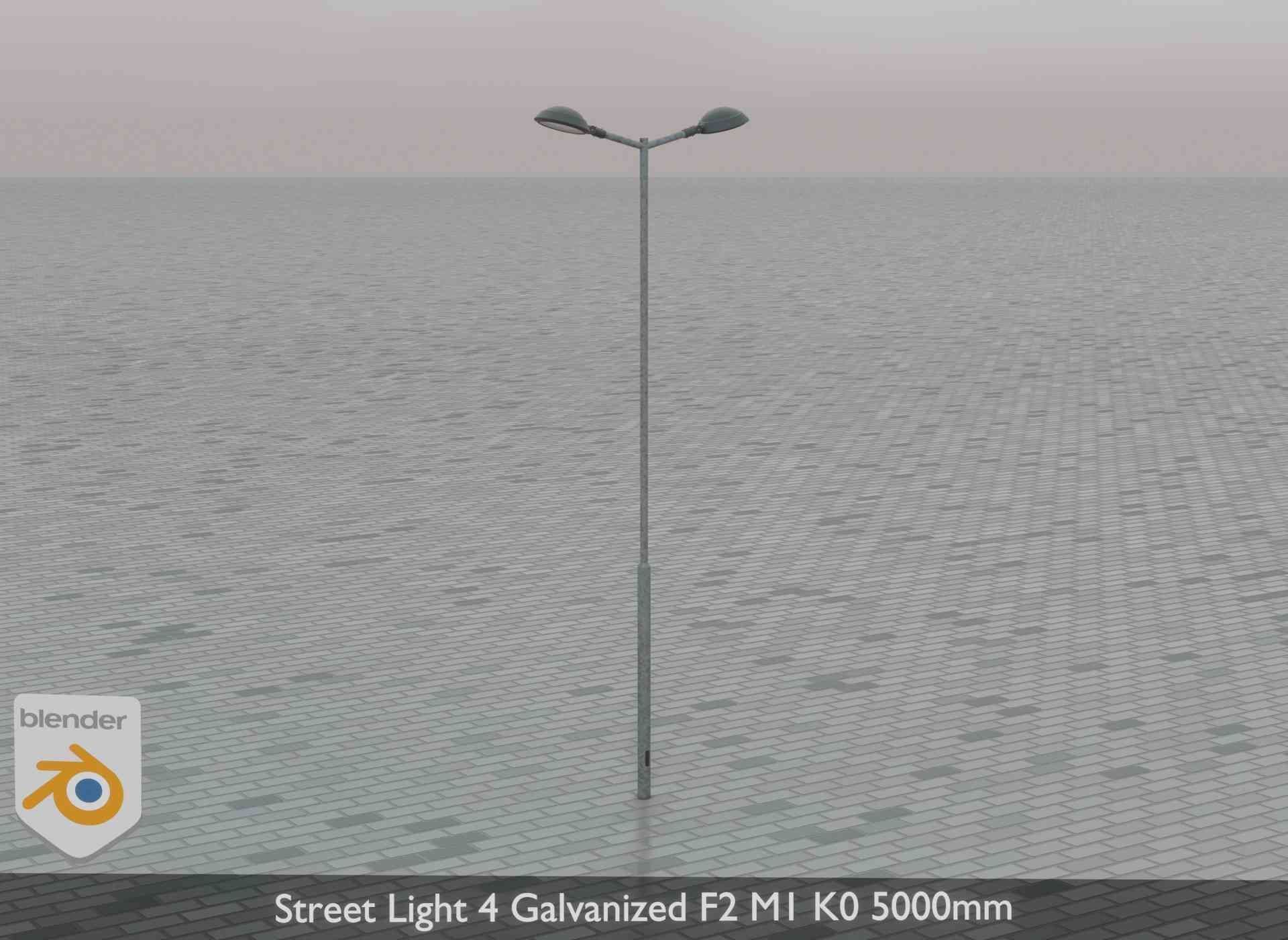 Street Light 4 Galvanized F2 M1 K0 5000mm Low-poly 3D model_76
