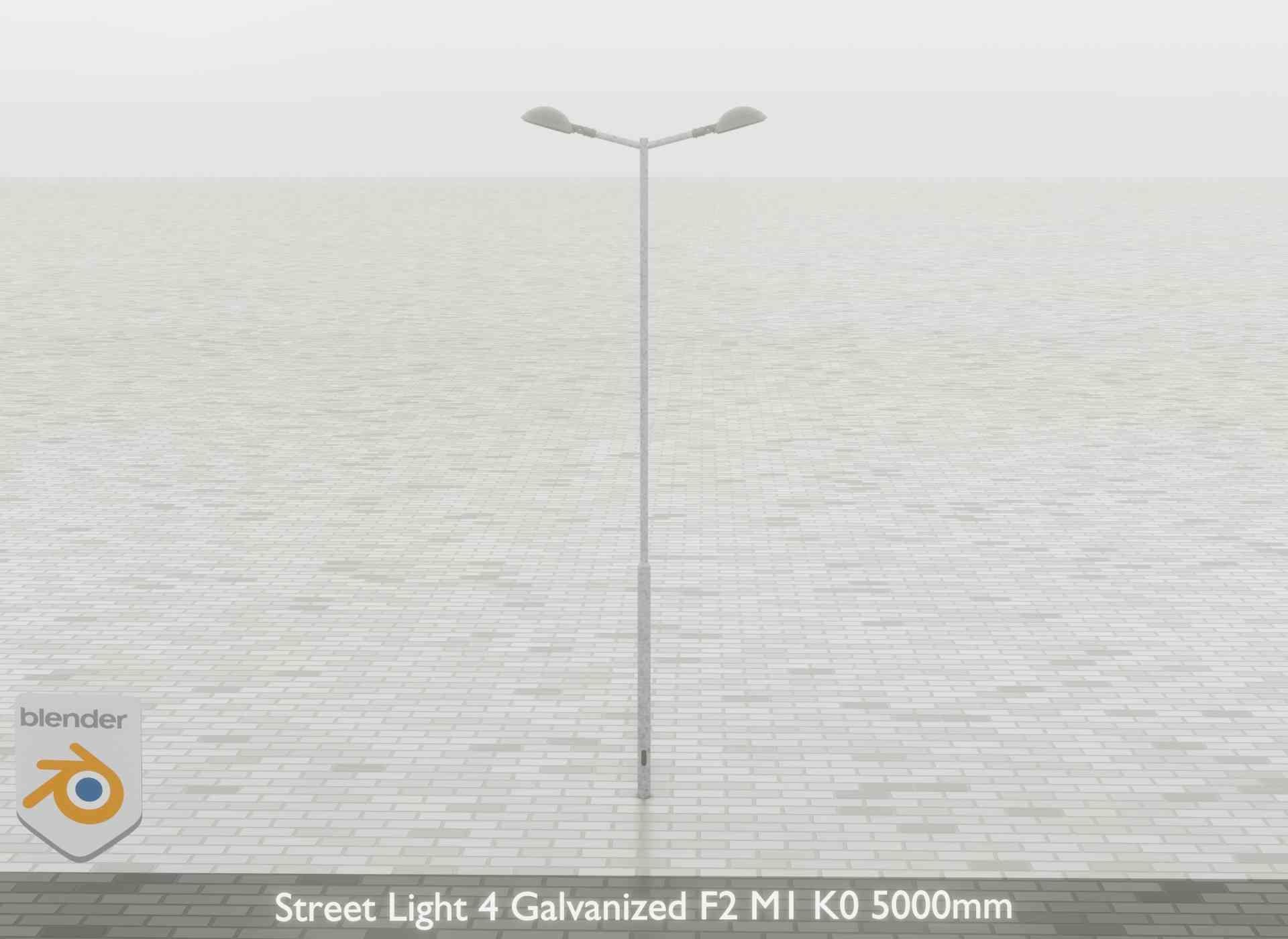 Street Light 4 Galvanized F2 M1 K0 5000mm Low-poly 3D model_60