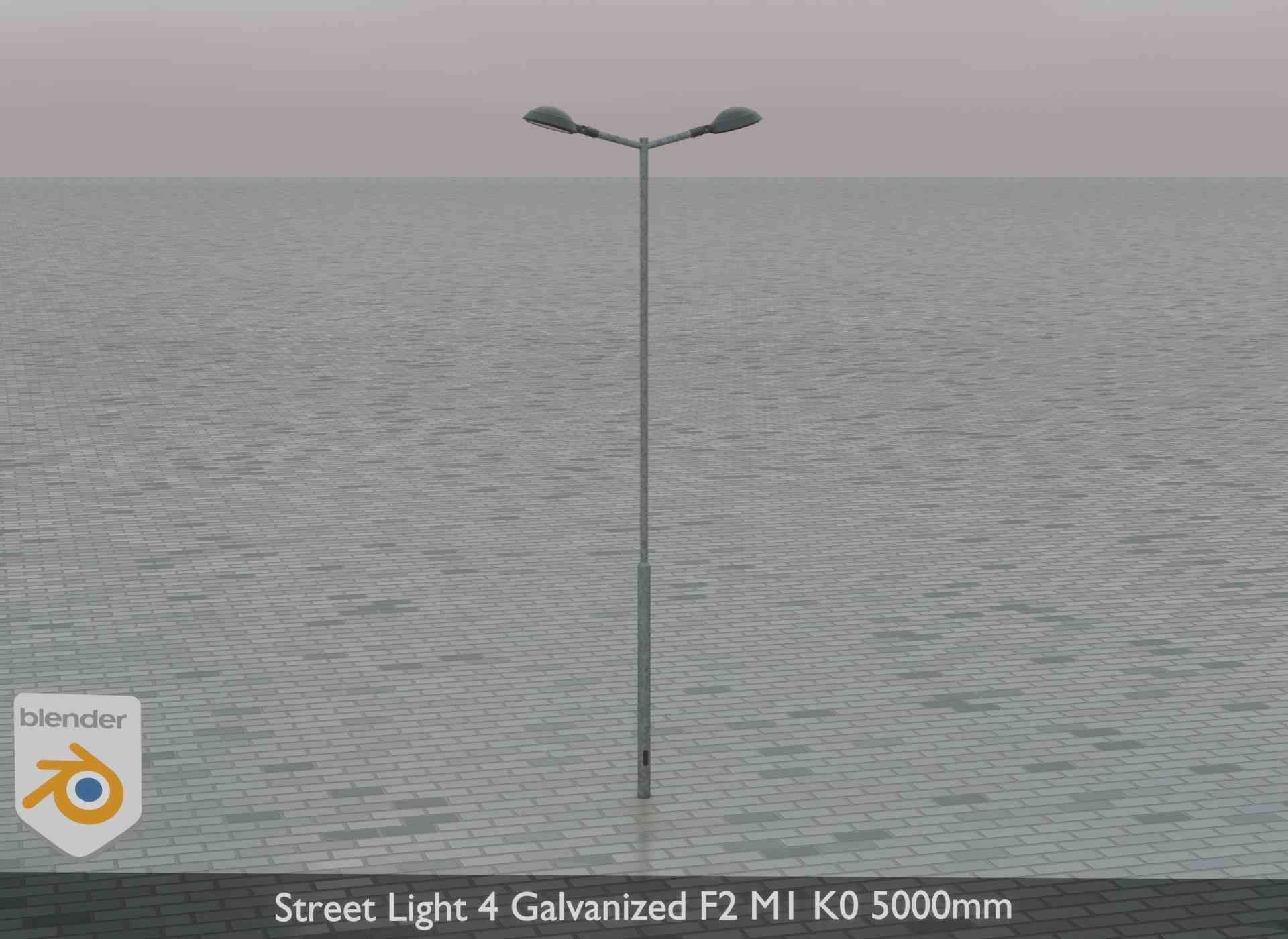 Street Light 4 Galvanized F2 M1 K0 5000mm Low-poly 3D model_78