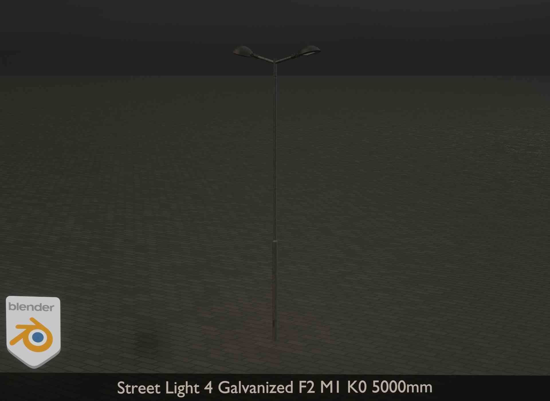 Street Light 4 Galvanized F2 M1 K0 5000mm Low-poly 3D model_24
