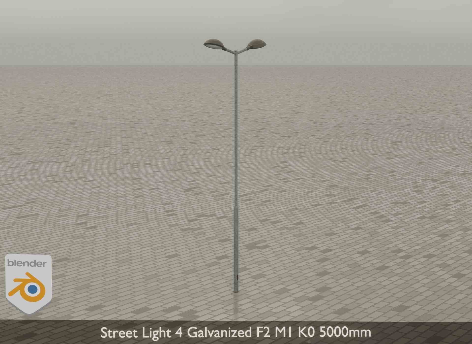 Street Light 4 Galvanized F2 M1 K0 5000mm Low-poly 3D model_34