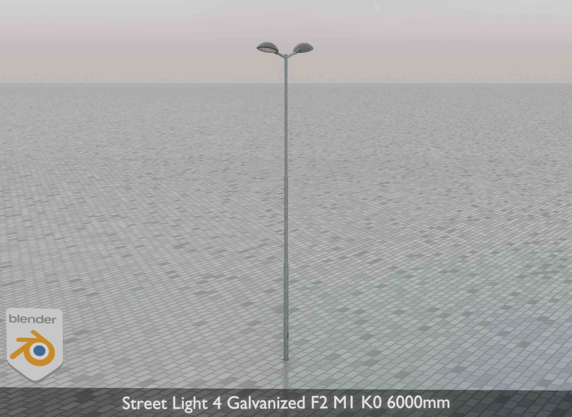 Street Light 4 Galvanized F2 M1 K0 6000mm Low-poly 3D model_73
