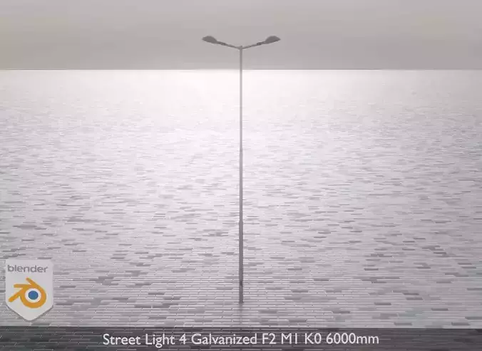 Street Light 4 Galvanized F2 M1 K0 6000mm  Low-poly 3D model
