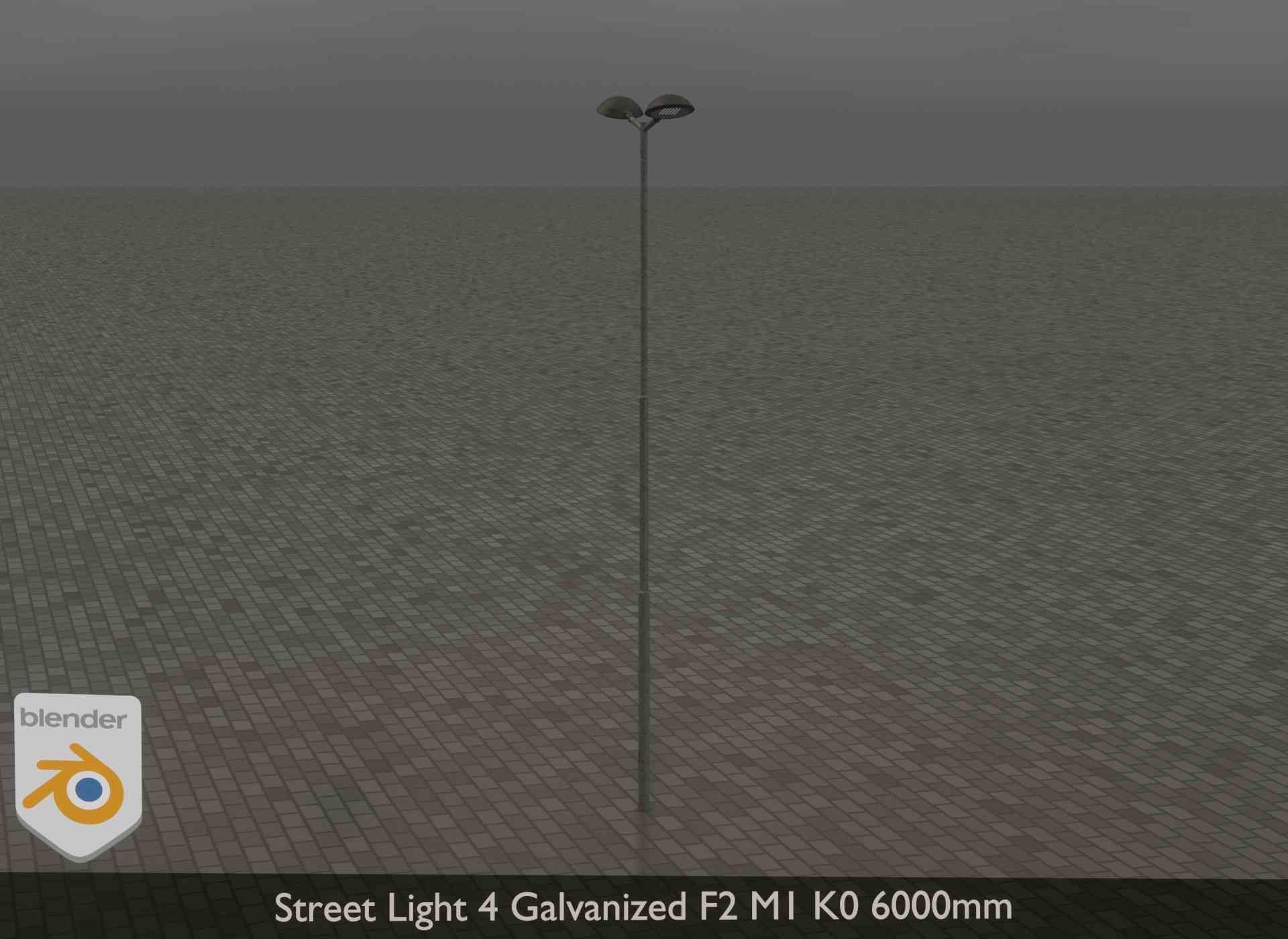 Street Light 4 Galvanized F2 M1 K0 6000mm Low-poly 3D model_28
