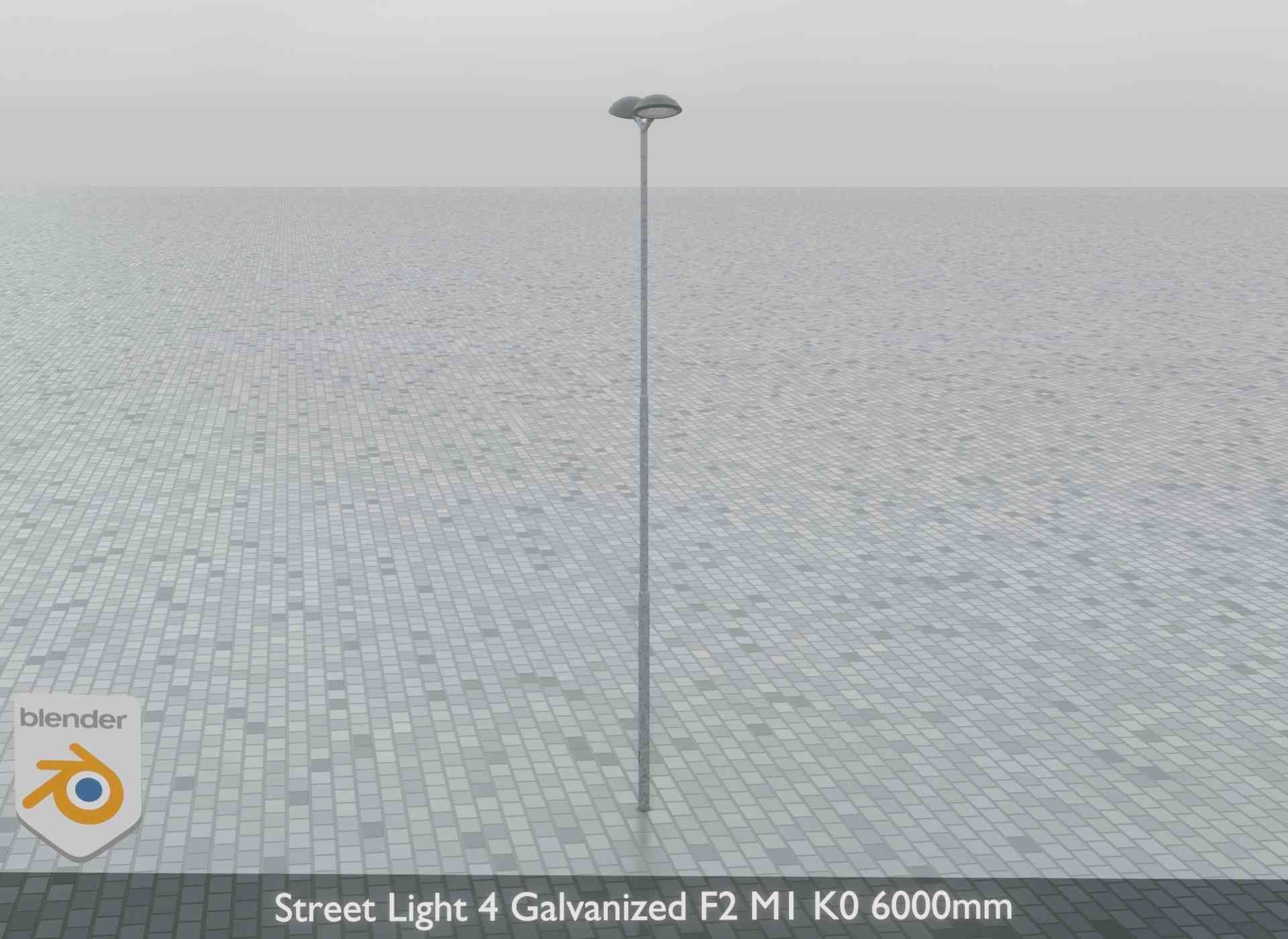 Street Light 4 Galvanized F2 M1 K0 6000mm Low-poly 3D model_9