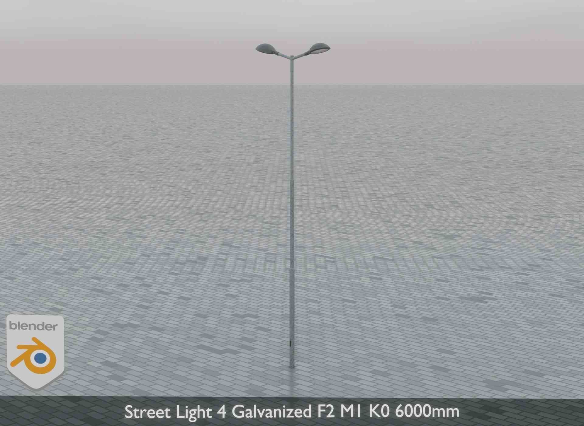 Street Light 4 Galvanized F2 M1 K0 6000mm Low-poly 3D model_5