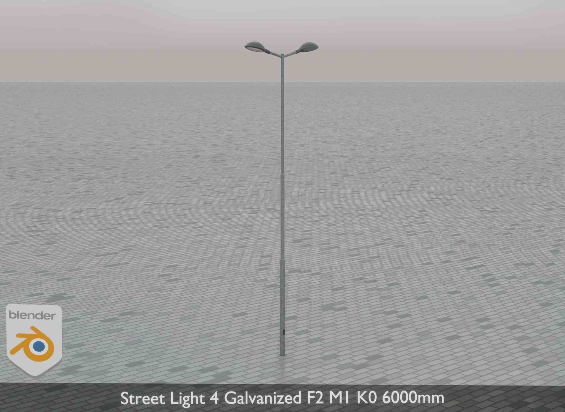 Street Light 4 Galvanized F2 M1 K0 6000mm Low-poly 3D model_75