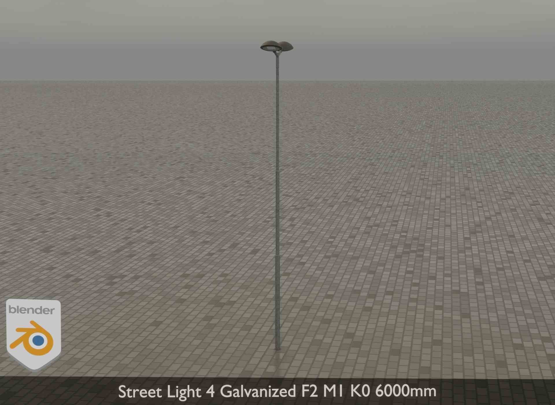 Street Light 4 Galvanized F2 M1 K0 6000mm Low-poly 3D model_31