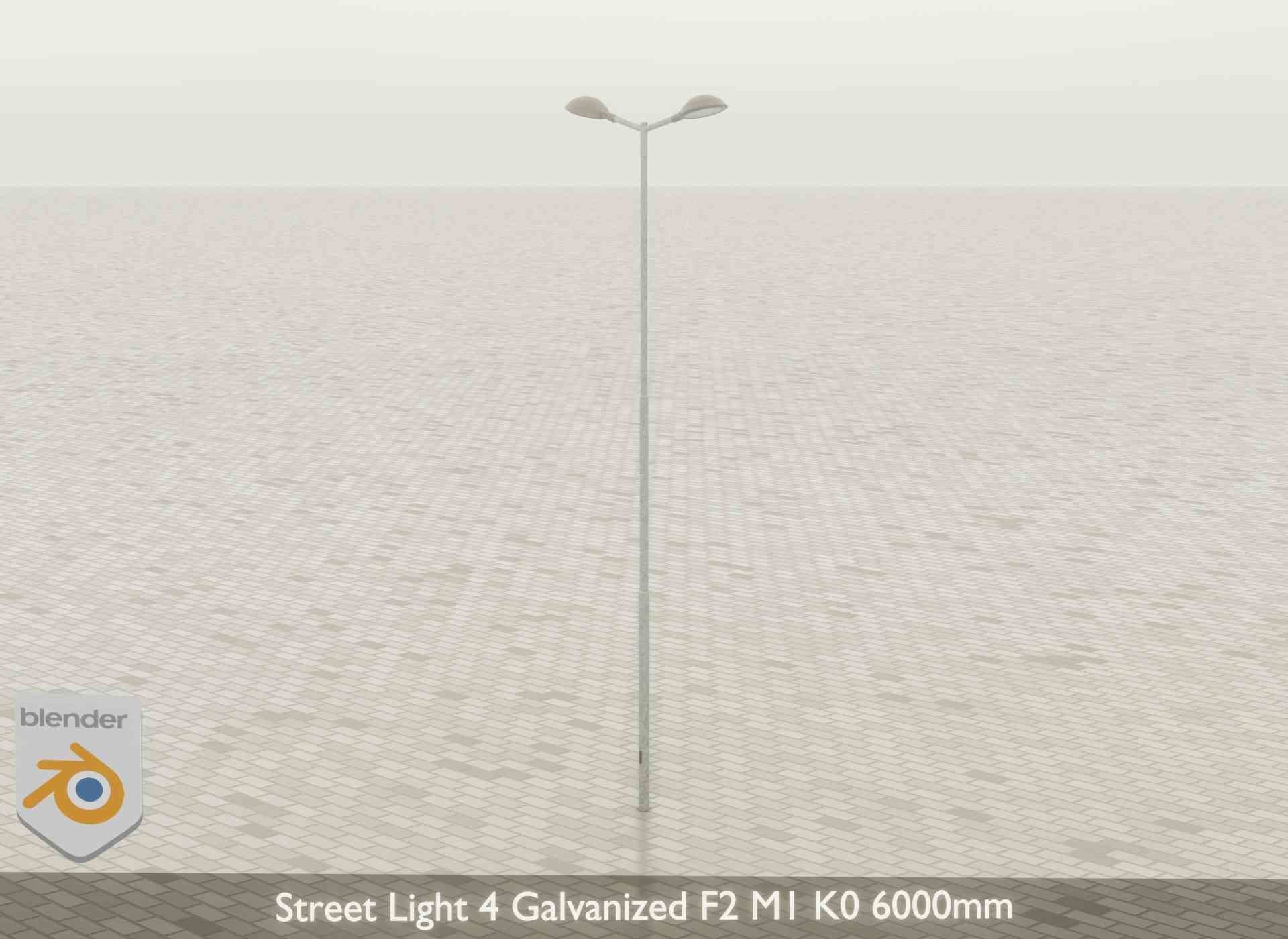 Street Light 4 Galvanized F2 M1 K0 6000mm Low-poly 3D model_45