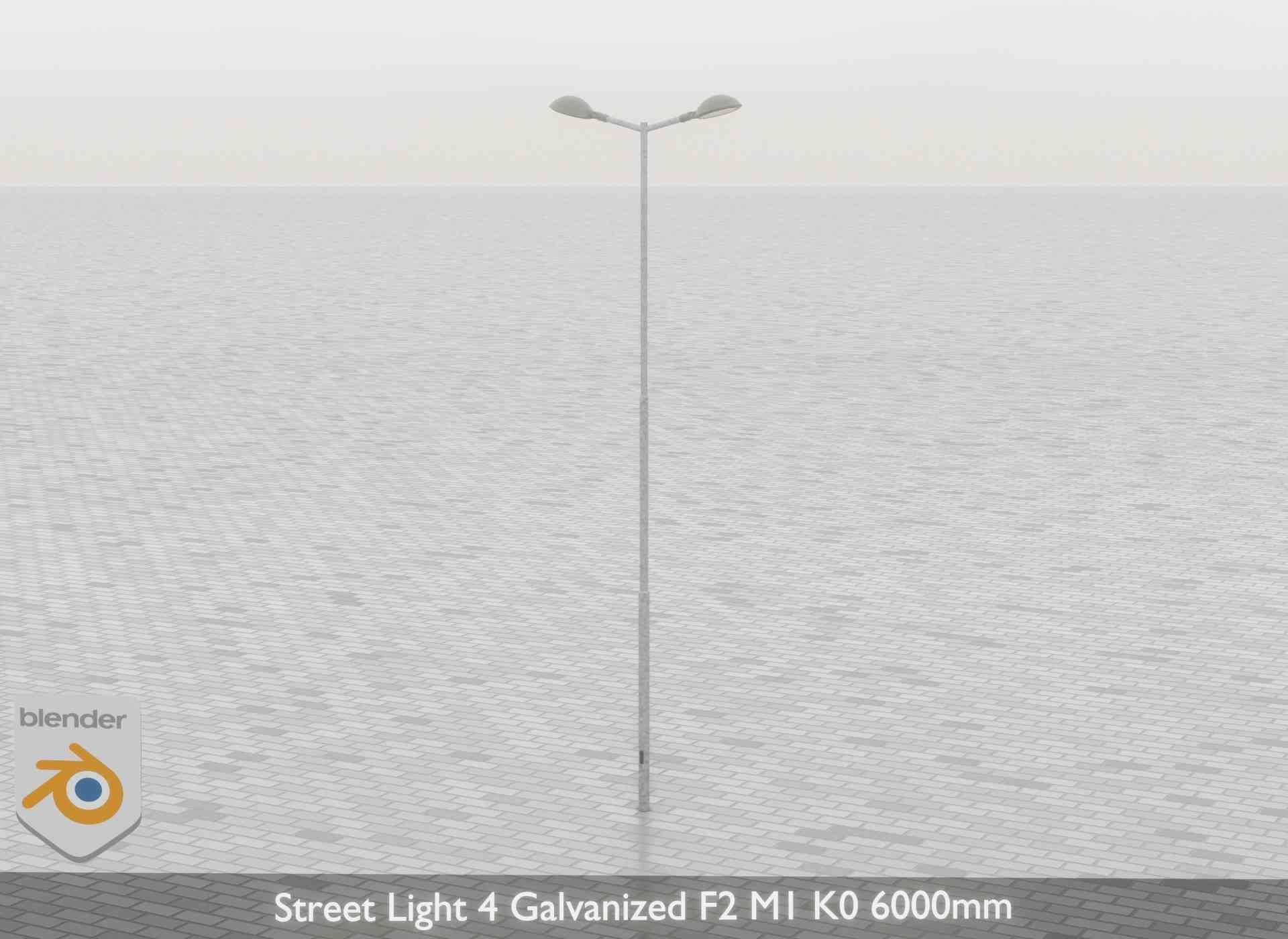 Street Light 4 Galvanized F2 M1 K0 6000mm Low-poly 3D model_63