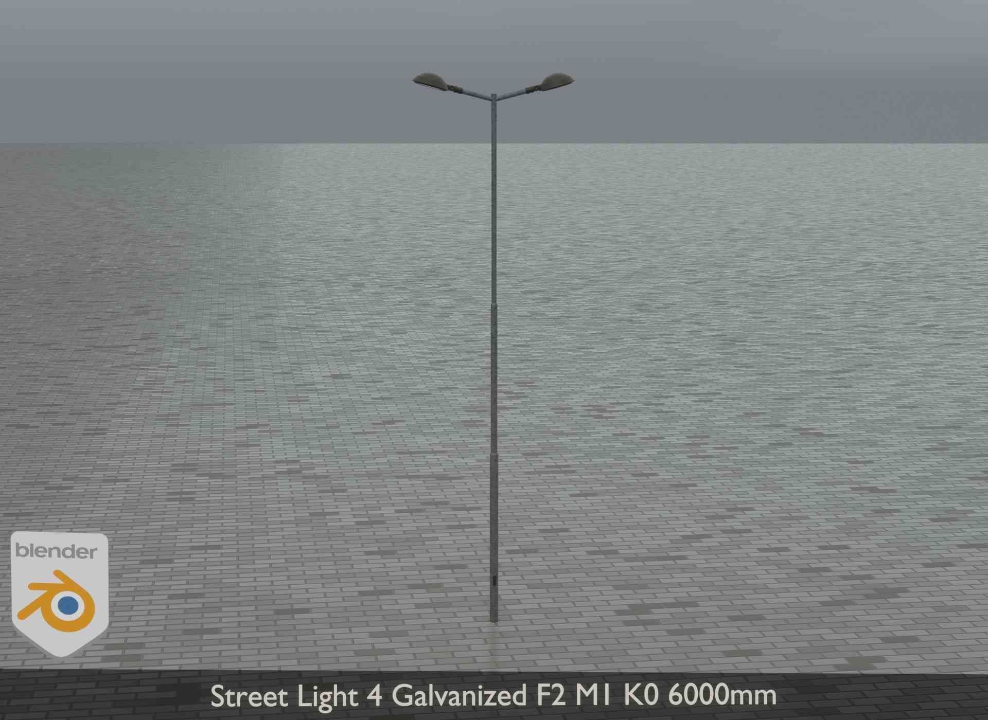 Street Light 4 Galvanized F2 M1 K0 6000mm Low-poly 3D model_19