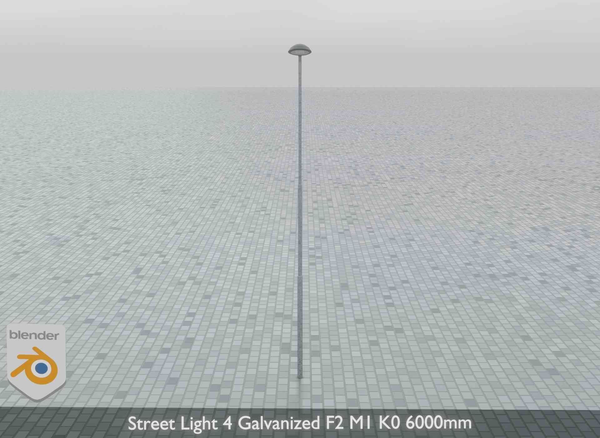 Street Light 4 Galvanized F2 M1 K0 6000mm Low-poly 3D model_10