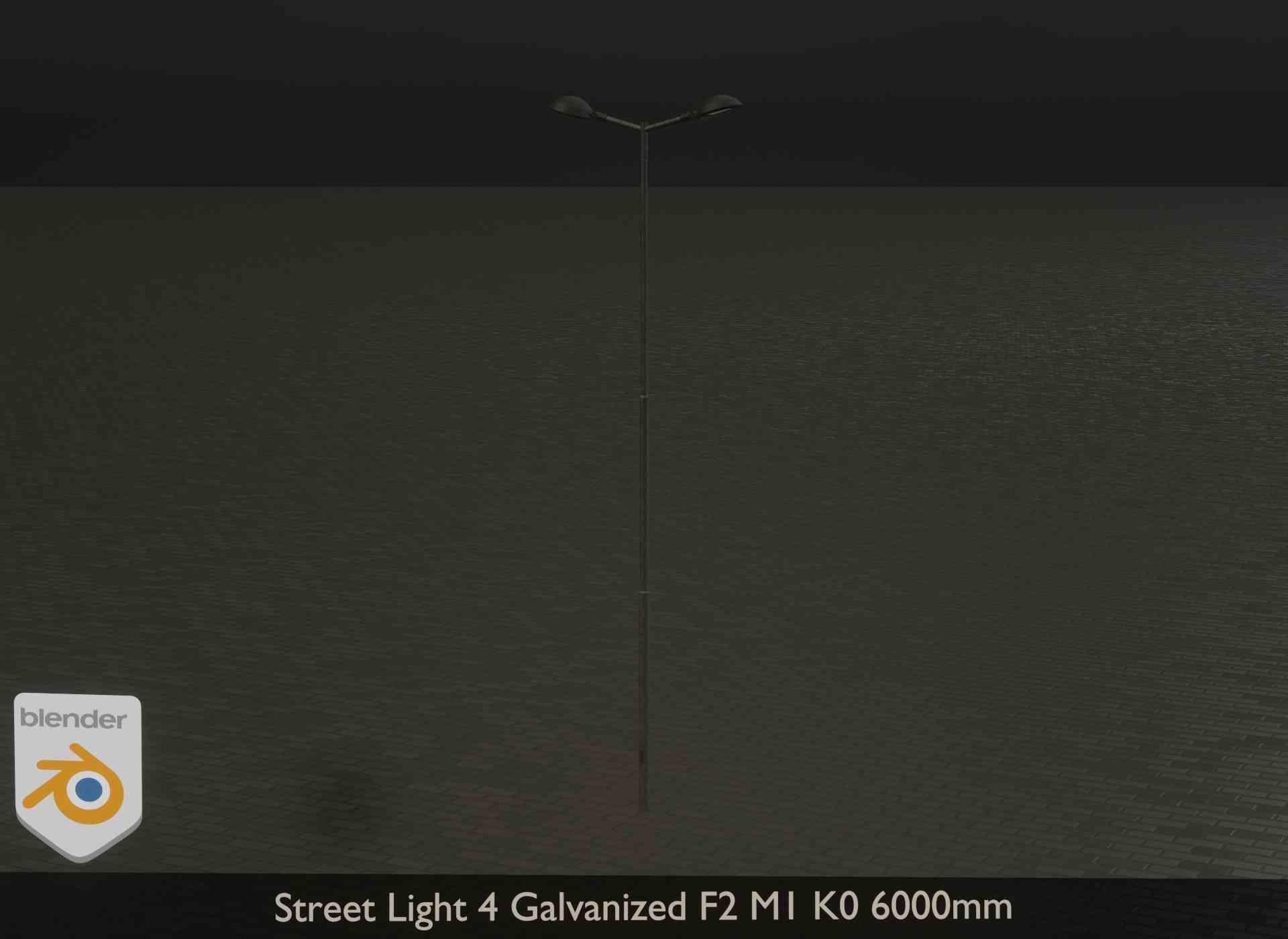 Street Light 4 Galvanized F2 M1 K0 6000mm Low-poly 3D model_23