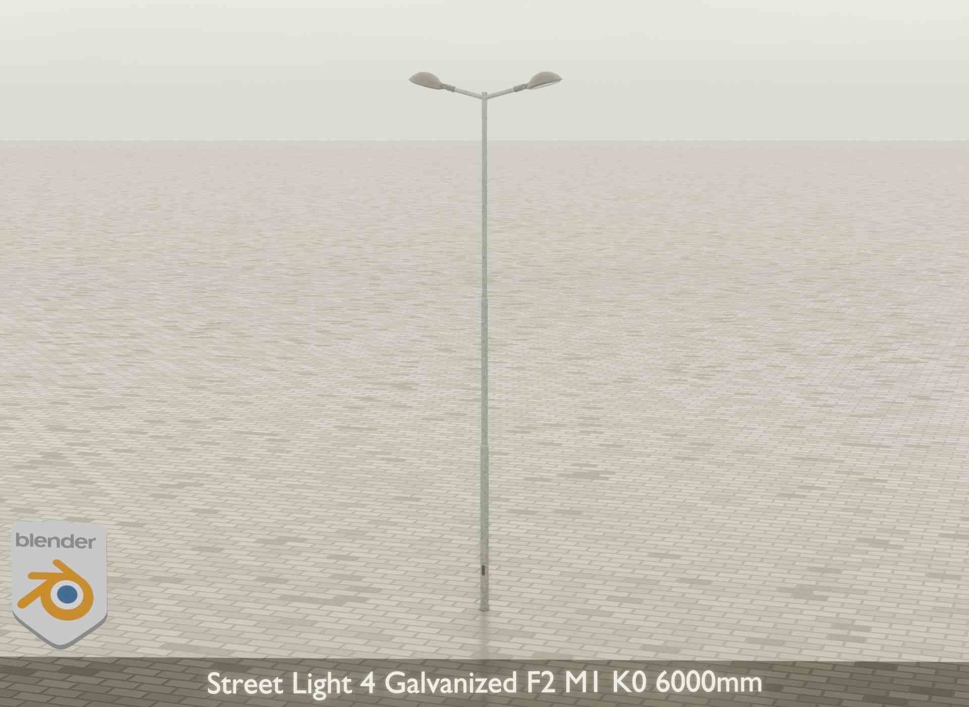 Street Light 4 Galvanized F2 M1 K0 6000mm Low-poly 3D model_42