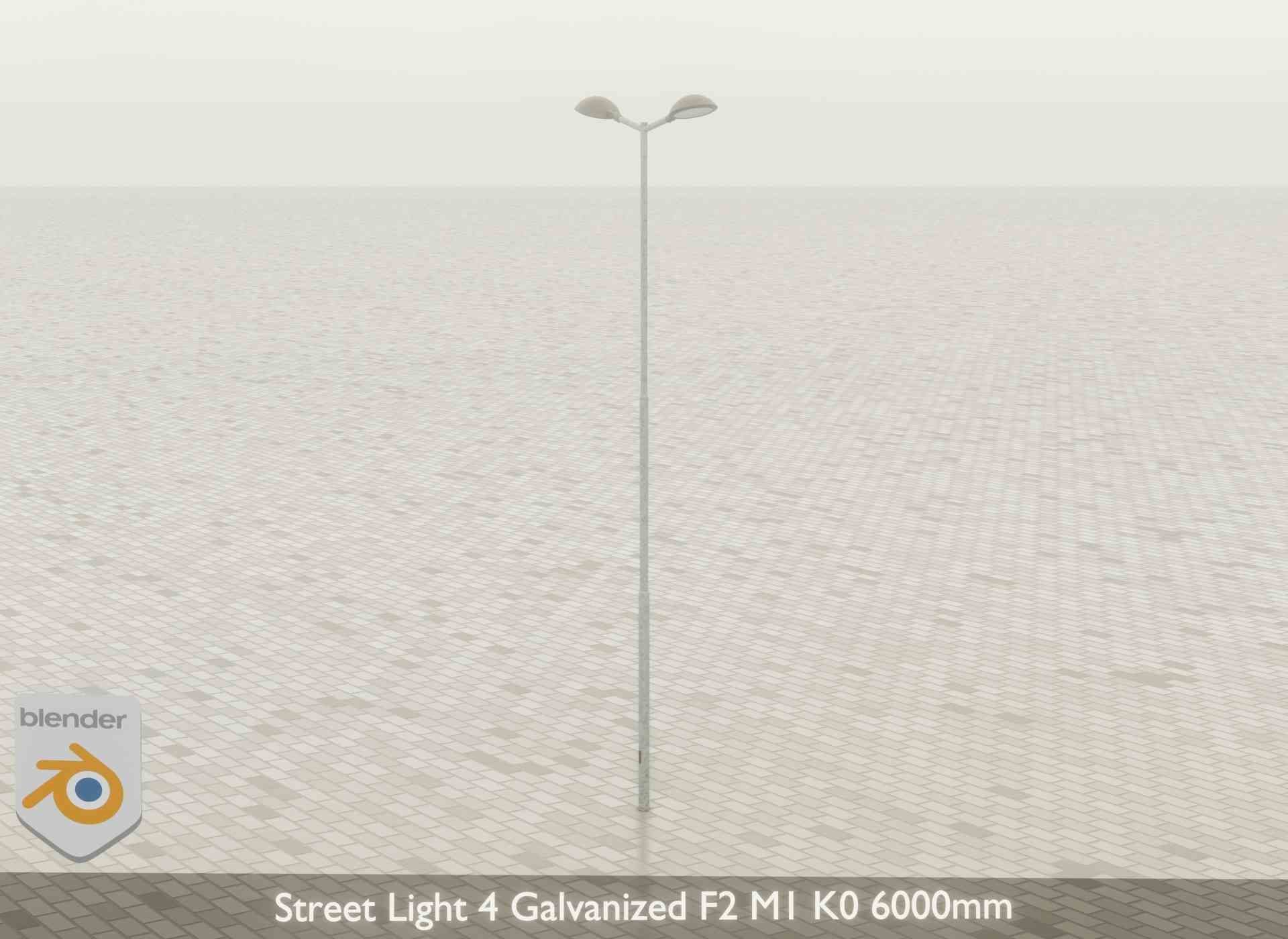 Street Light 4 Galvanized F2 M1 K0 6000mm Low-poly 3D model_46
