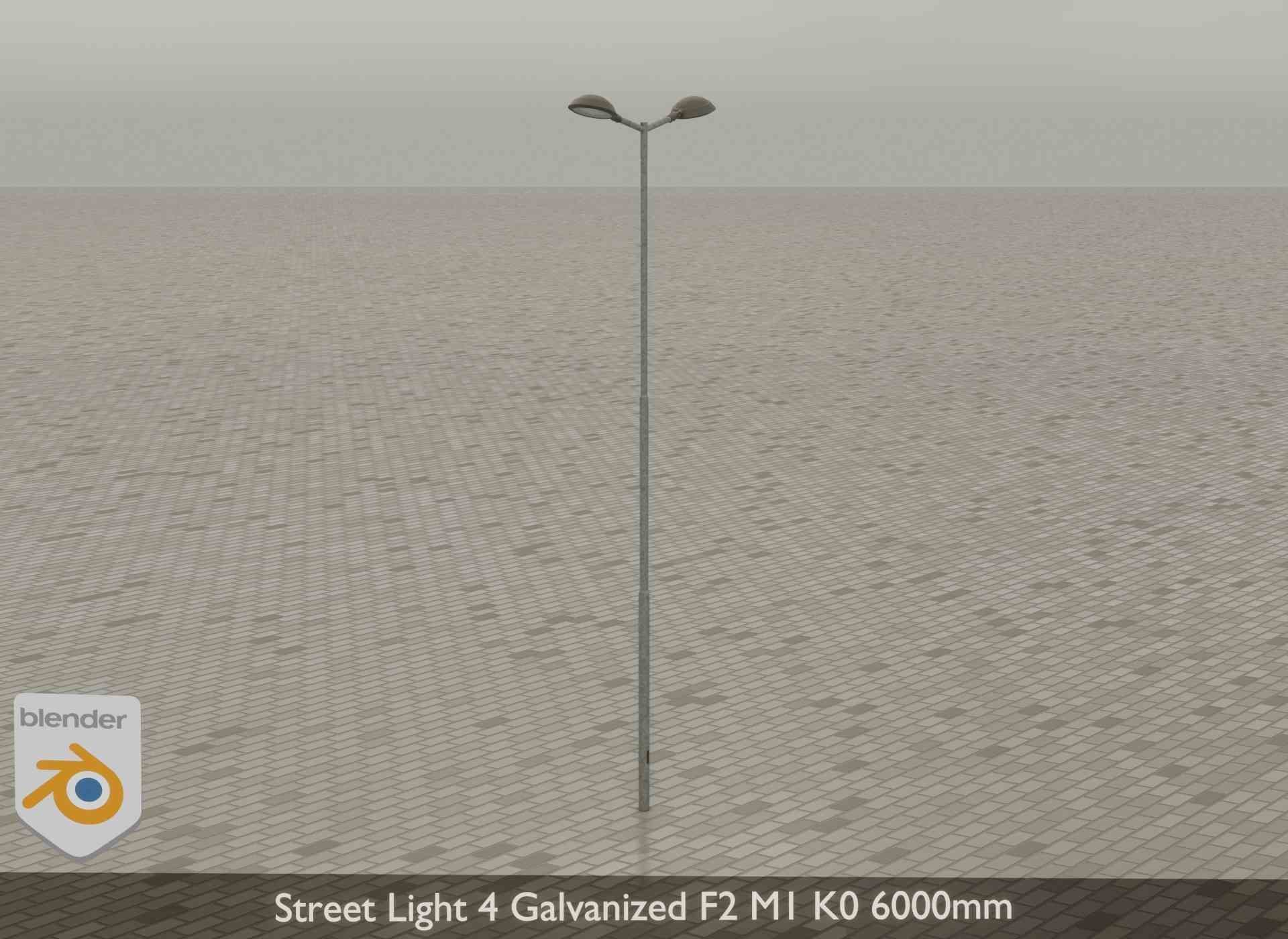 Street Light 4 Galvanized F2 M1 K0 6000mm Low-poly 3D model_34