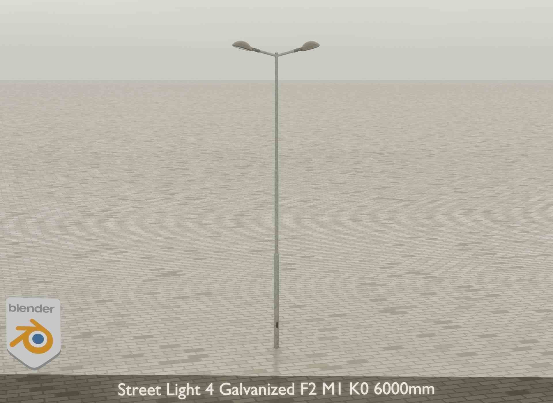 Street Light 4 Galvanized F2 M1 K0 6000mm Low-poly 3D model_38