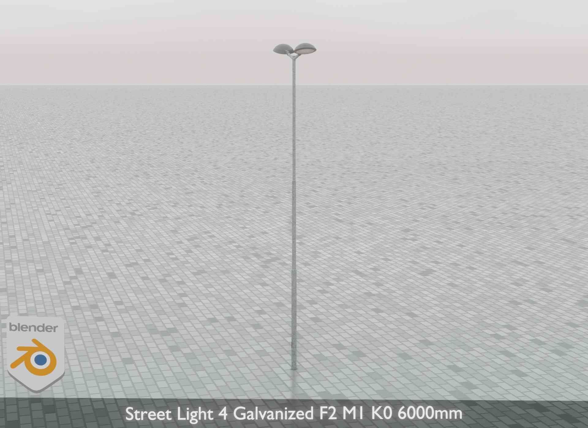 Street Light 4 Galvanized F2 M1 K0 6000mm Low-poly 3D model_68