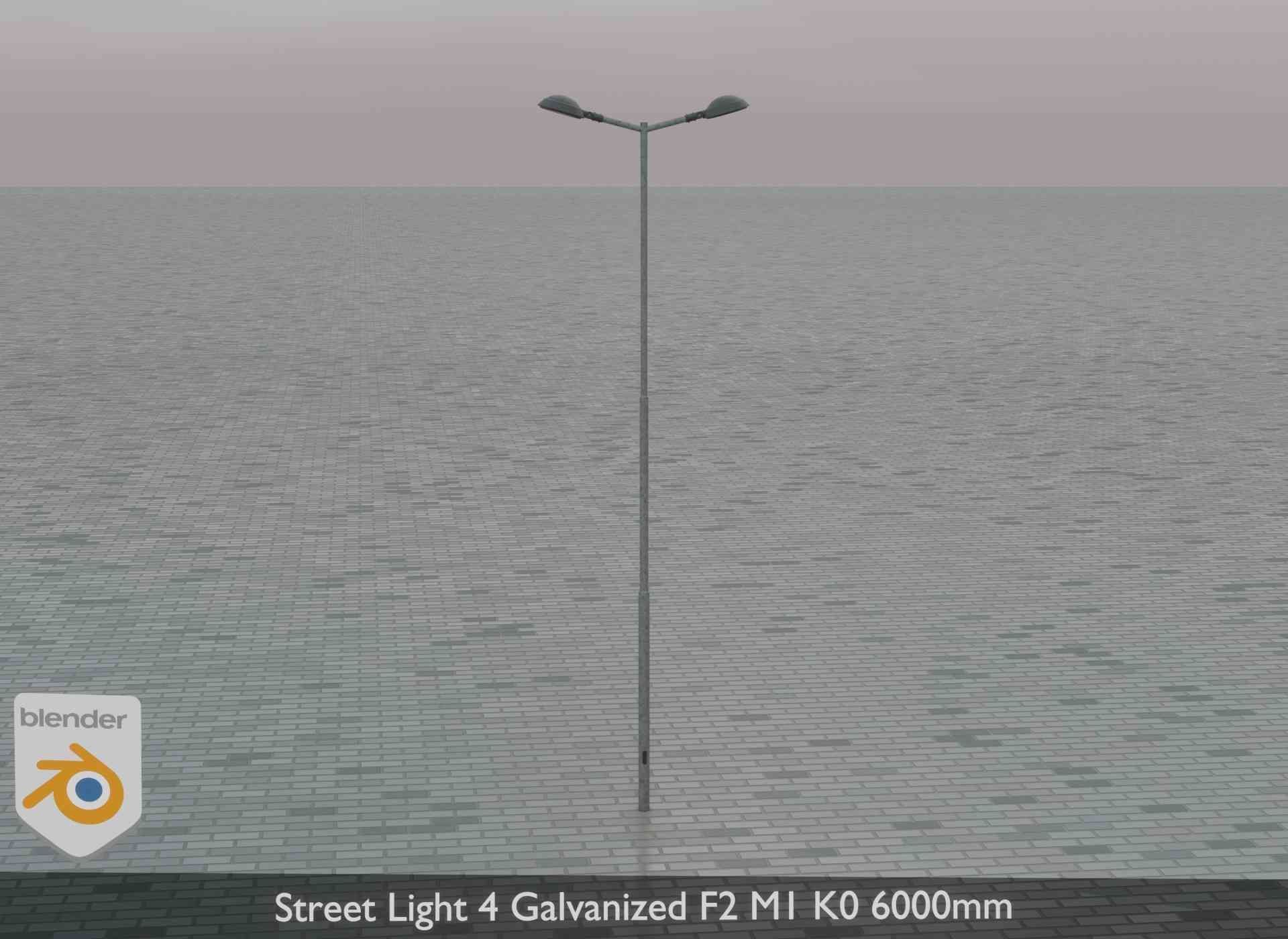 Street Light 4 Galvanized F2 M1 K0 6000mm Low-poly 3D model_79