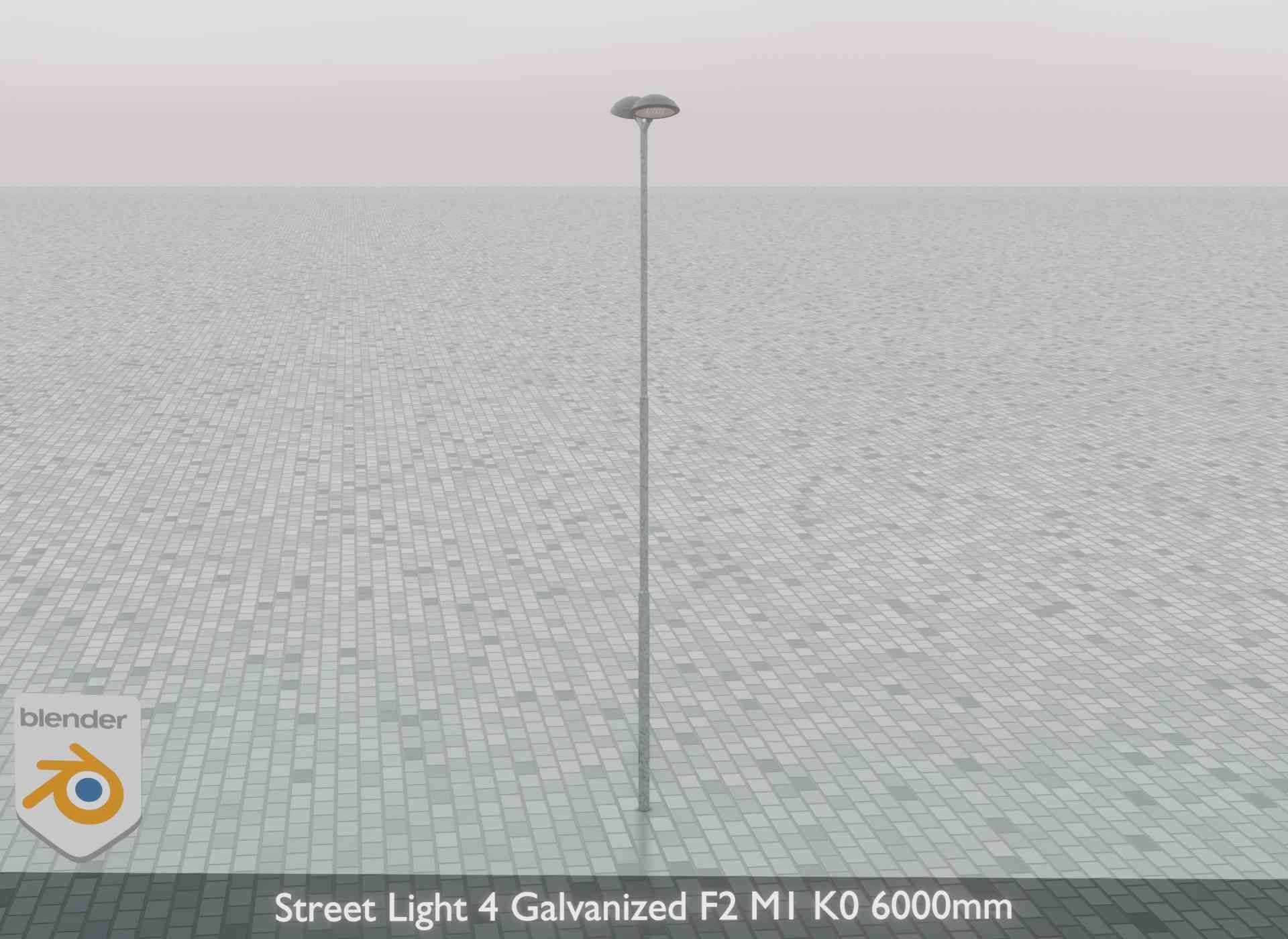 Street Light 4 Galvanized F2 M1 K0 6000mm Low-poly 3D model_69