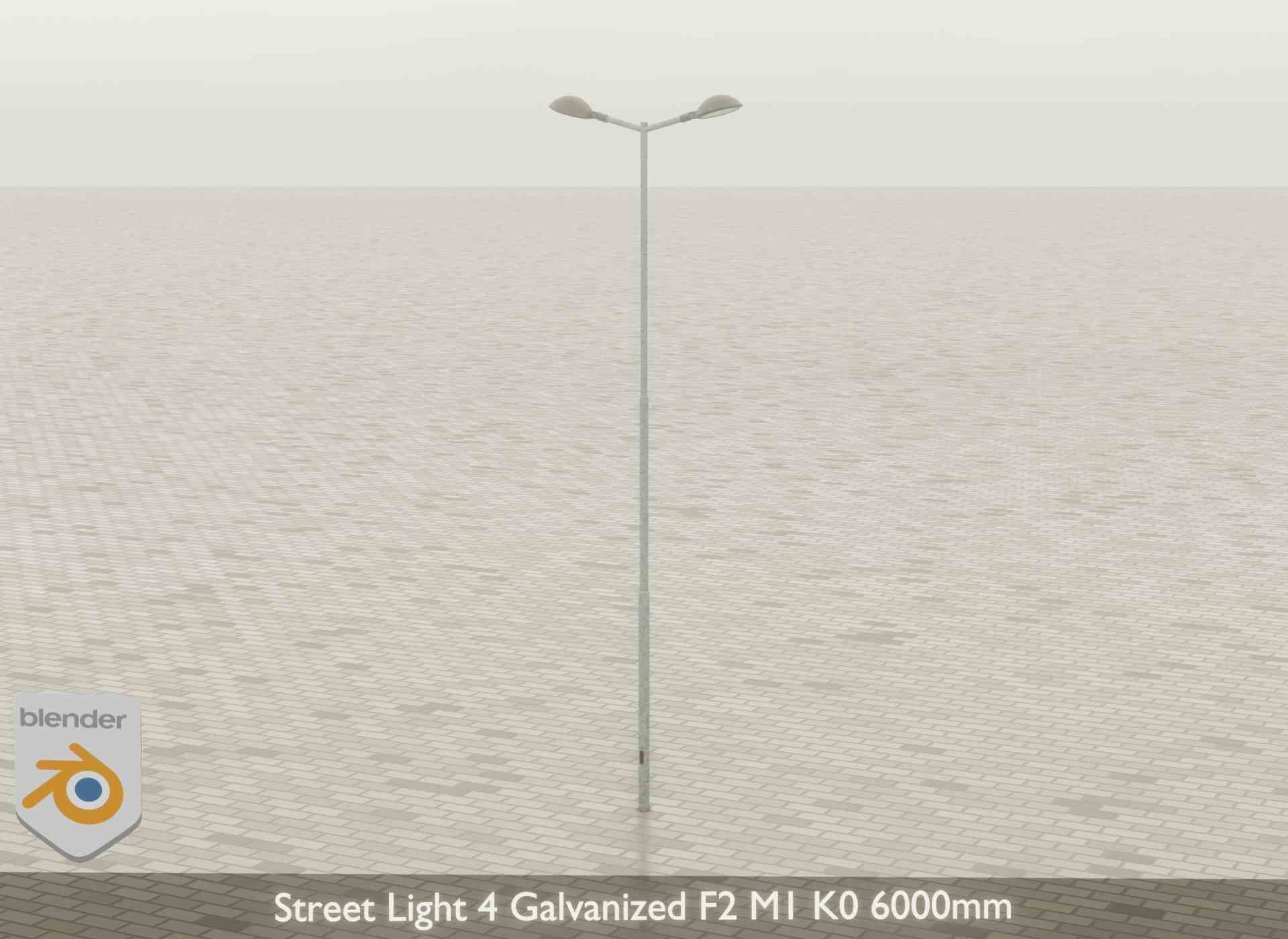 Street Light 4 Galvanized F2 M1 K0 6000mm Low-poly 3D model_43