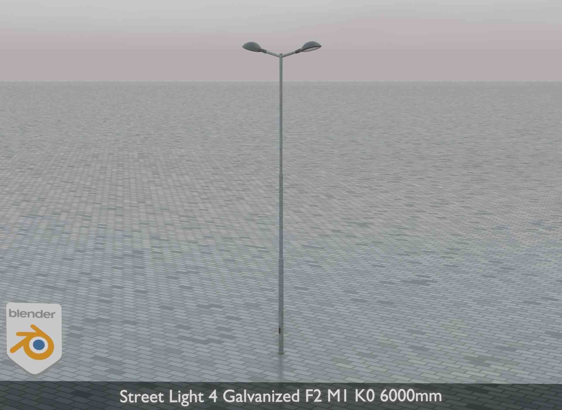 Street Light 4 Galvanized F2 M1 K0 6000mm Low-poly 3D model_4