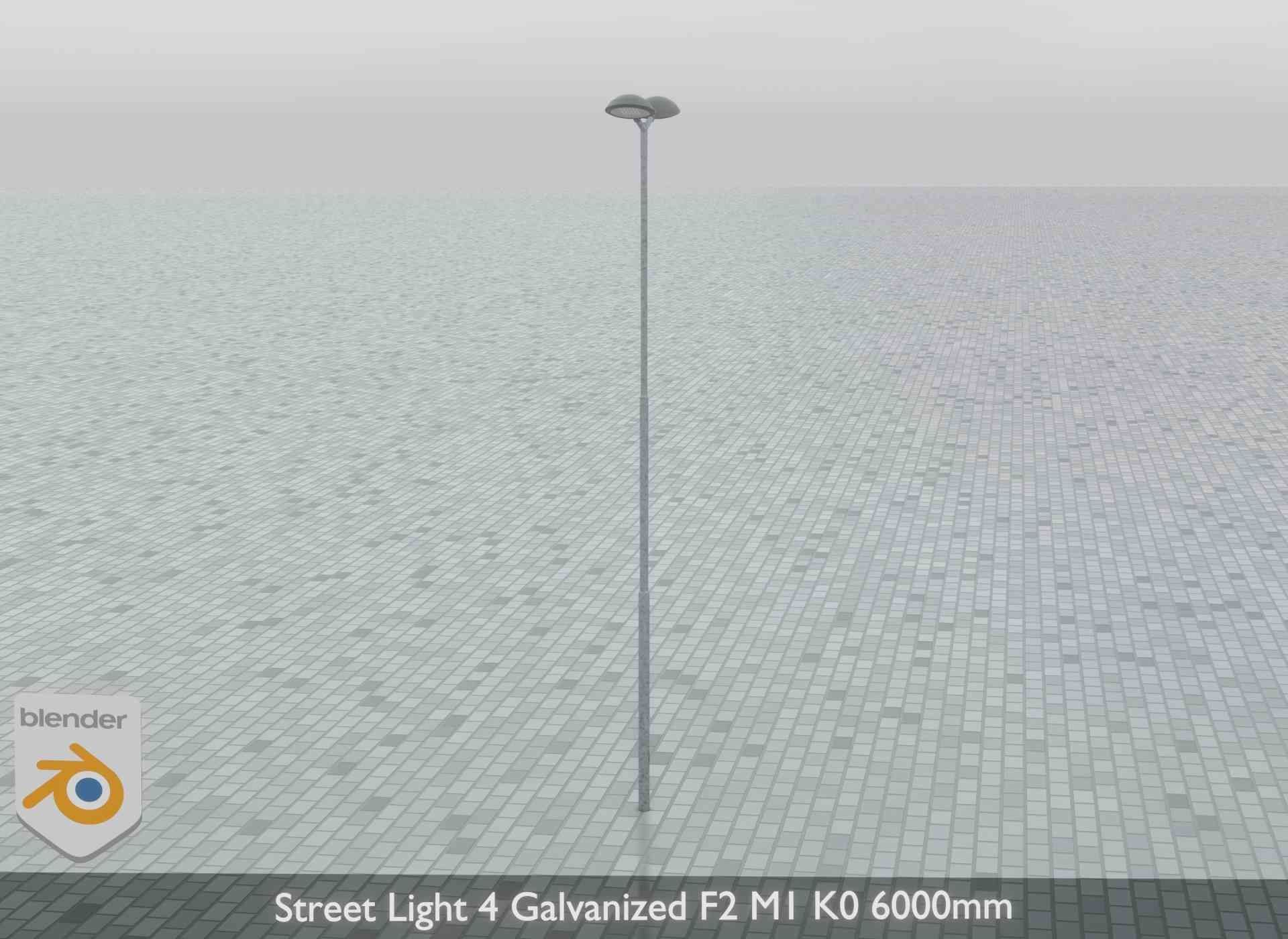 Street Light 4 Galvanized F2 M1 K0 6000mm Low-poly 3D model_11