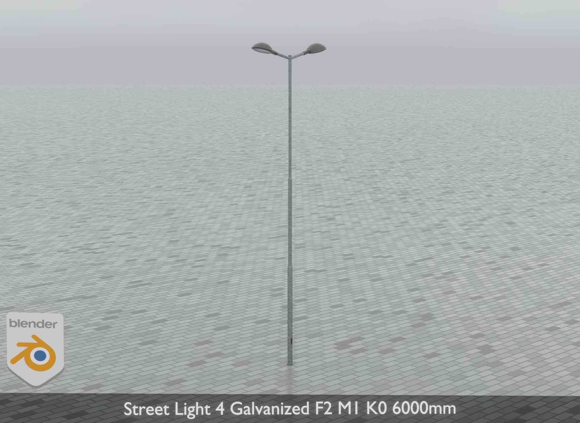 Street Light 4 Galvanized F2 M1 K0 6000mm Low-poly 3D model_15