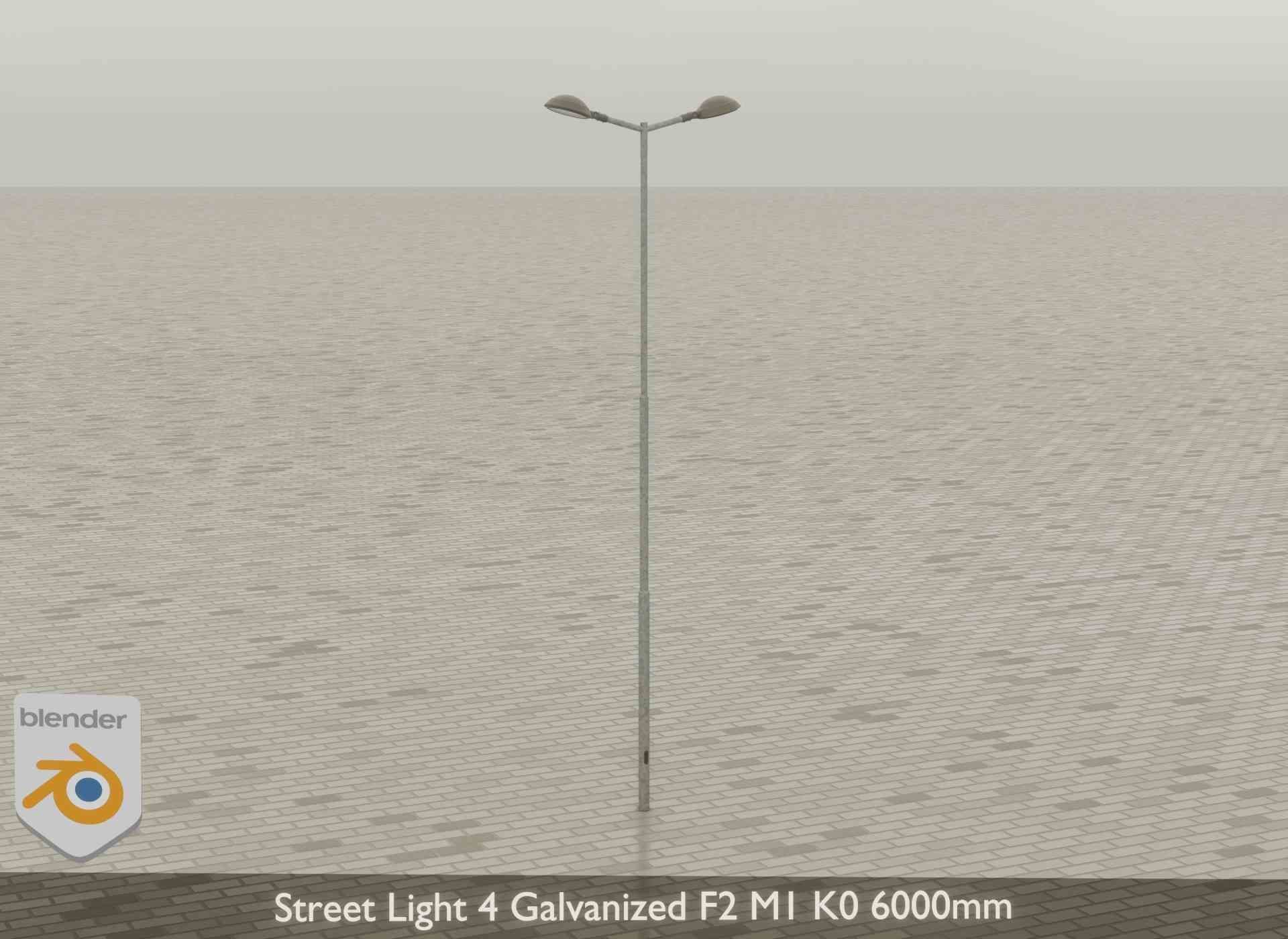 Street Light 4 Galvanized F2 M1 K0 6000mm Low-poly 3D model_37