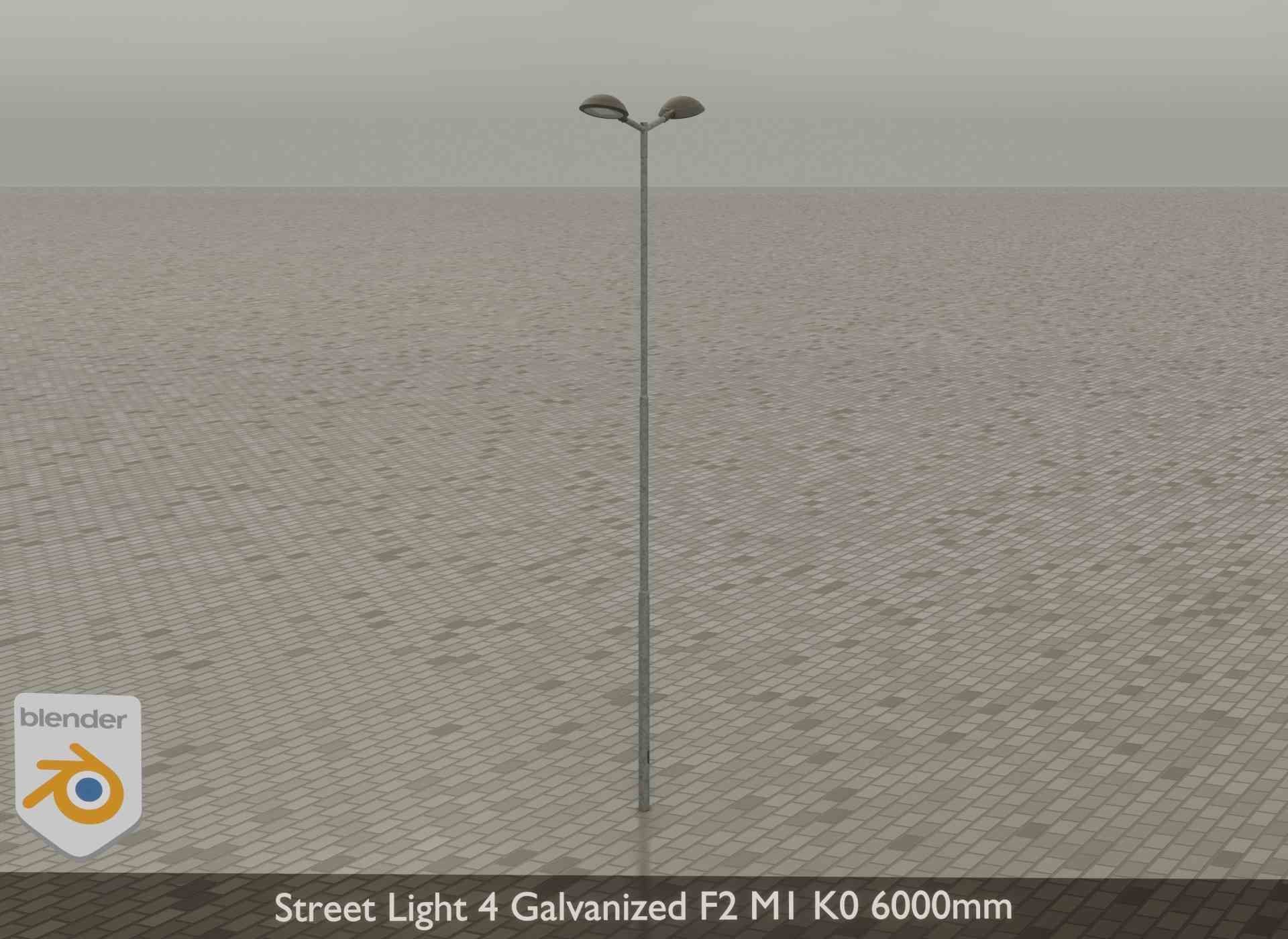 Street Light 4 Galvanized F2 M1 K0 6000mm Low-poly 3D model_33