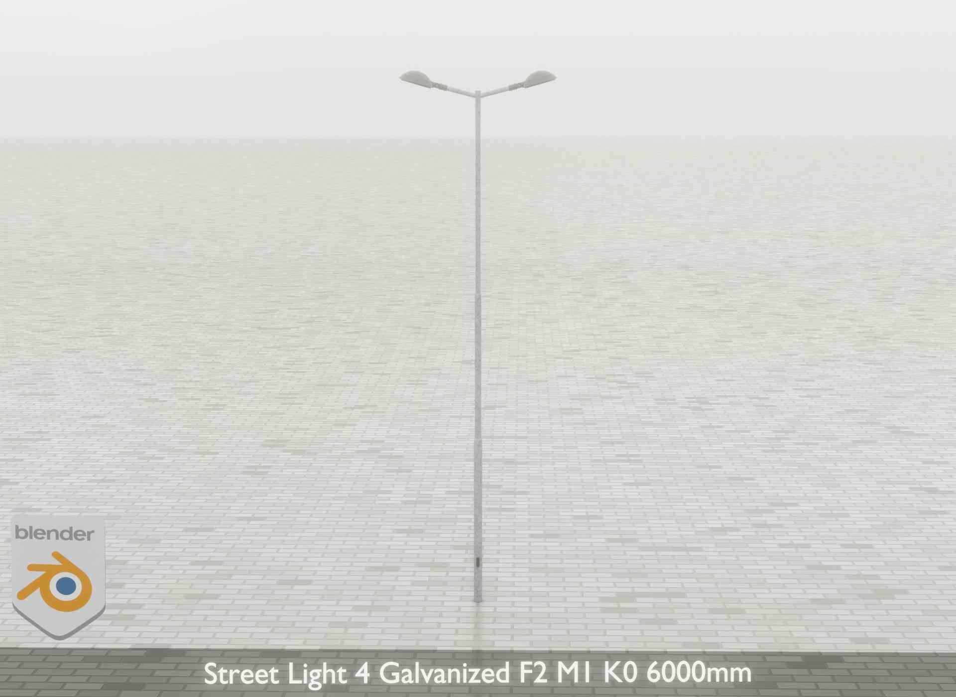 Street Light 4 Galvanized F2 M1 K0 6000mm Low-poly 3D model_60