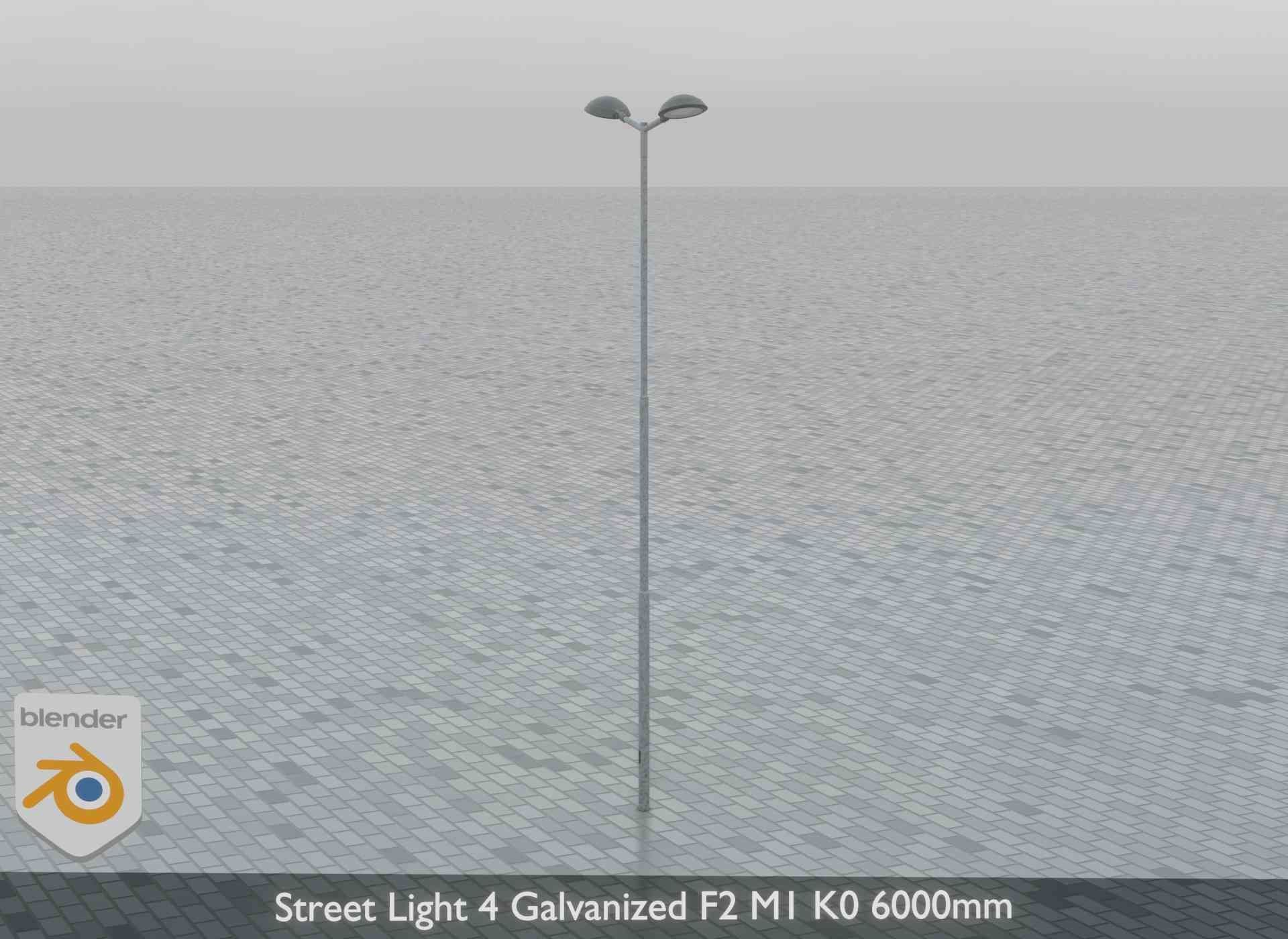Street Light 4 Galvanized F2 M1 K0 6000mm Low-poly 3D model_7