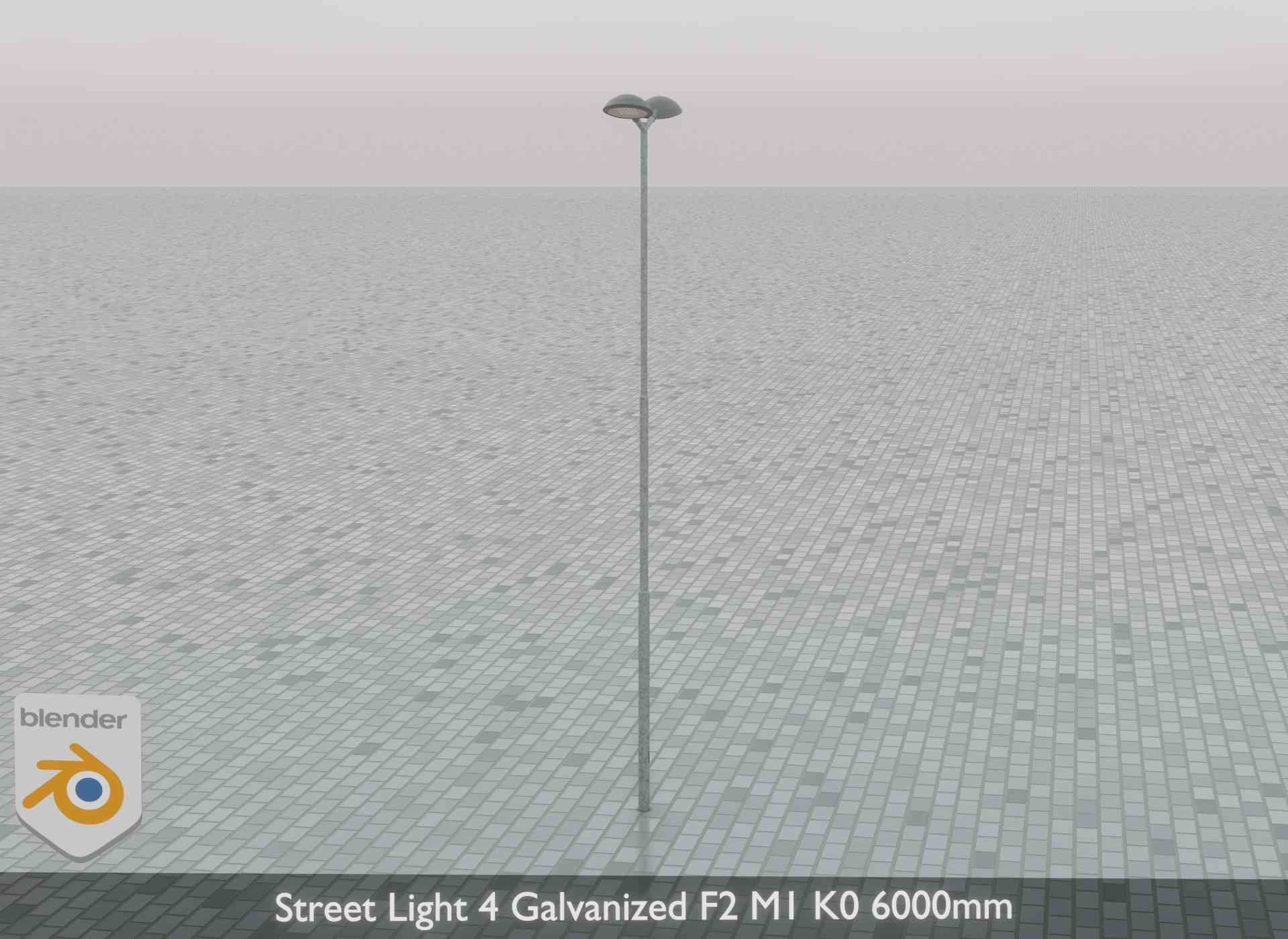 Street Light 4 Galvanized F2 M1 K0 6000mm Low-poly 3D model_71
