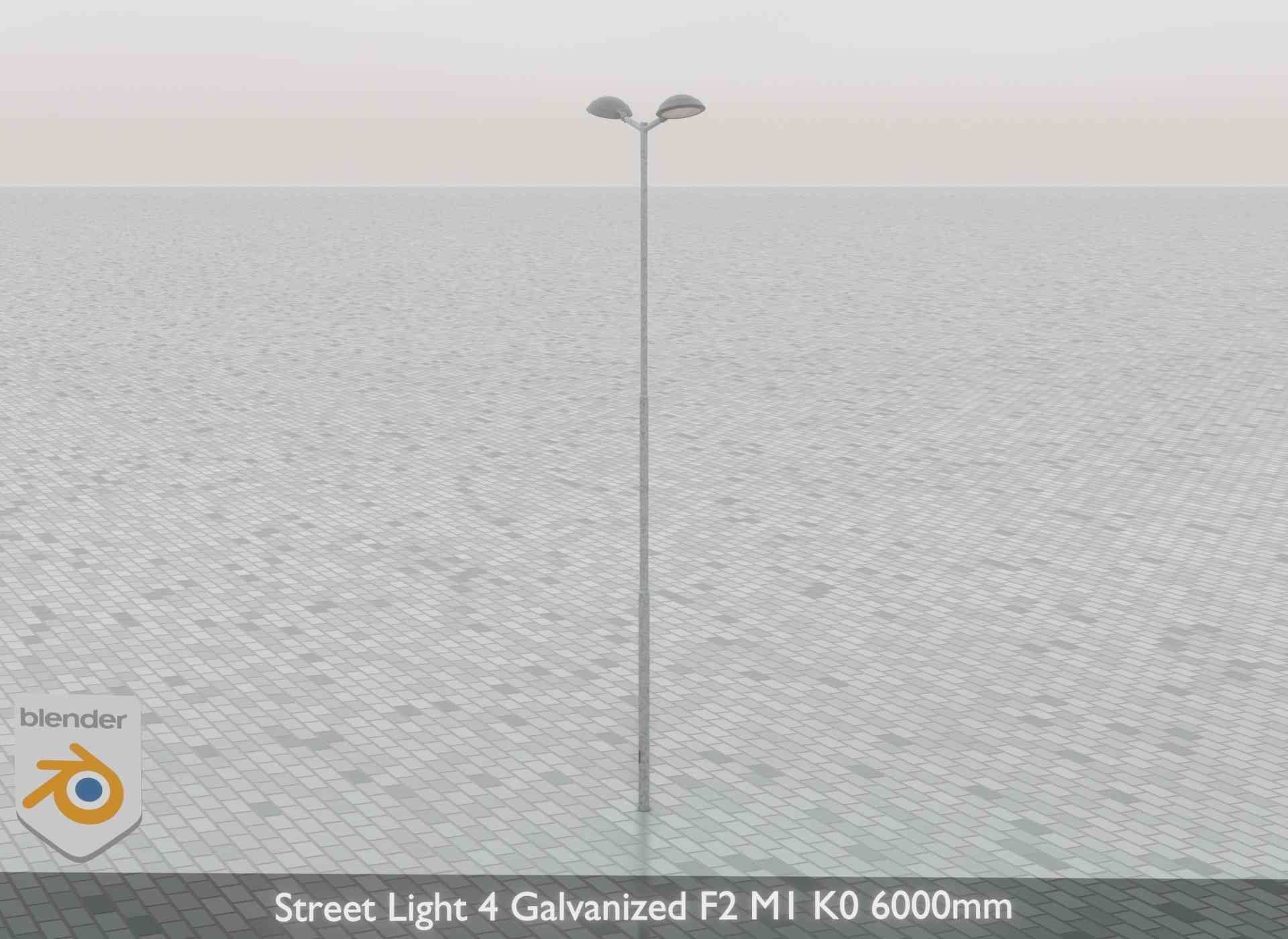 Street Light 4 Galvanized F2 M1 K0 6000mm Low-poly 3D model_67