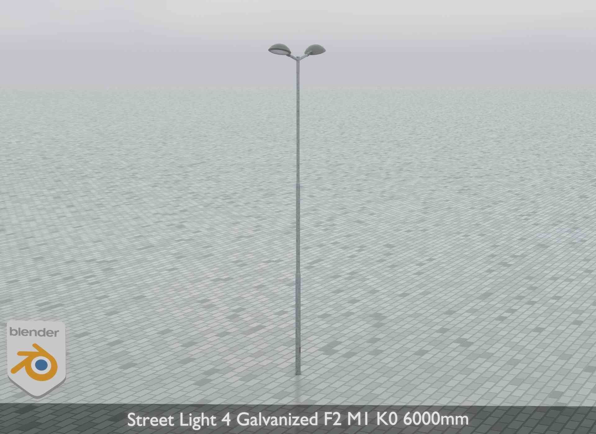 Street Light 4 Galvanized F2 M1 K0 6000mm Low-poly 3D model_13