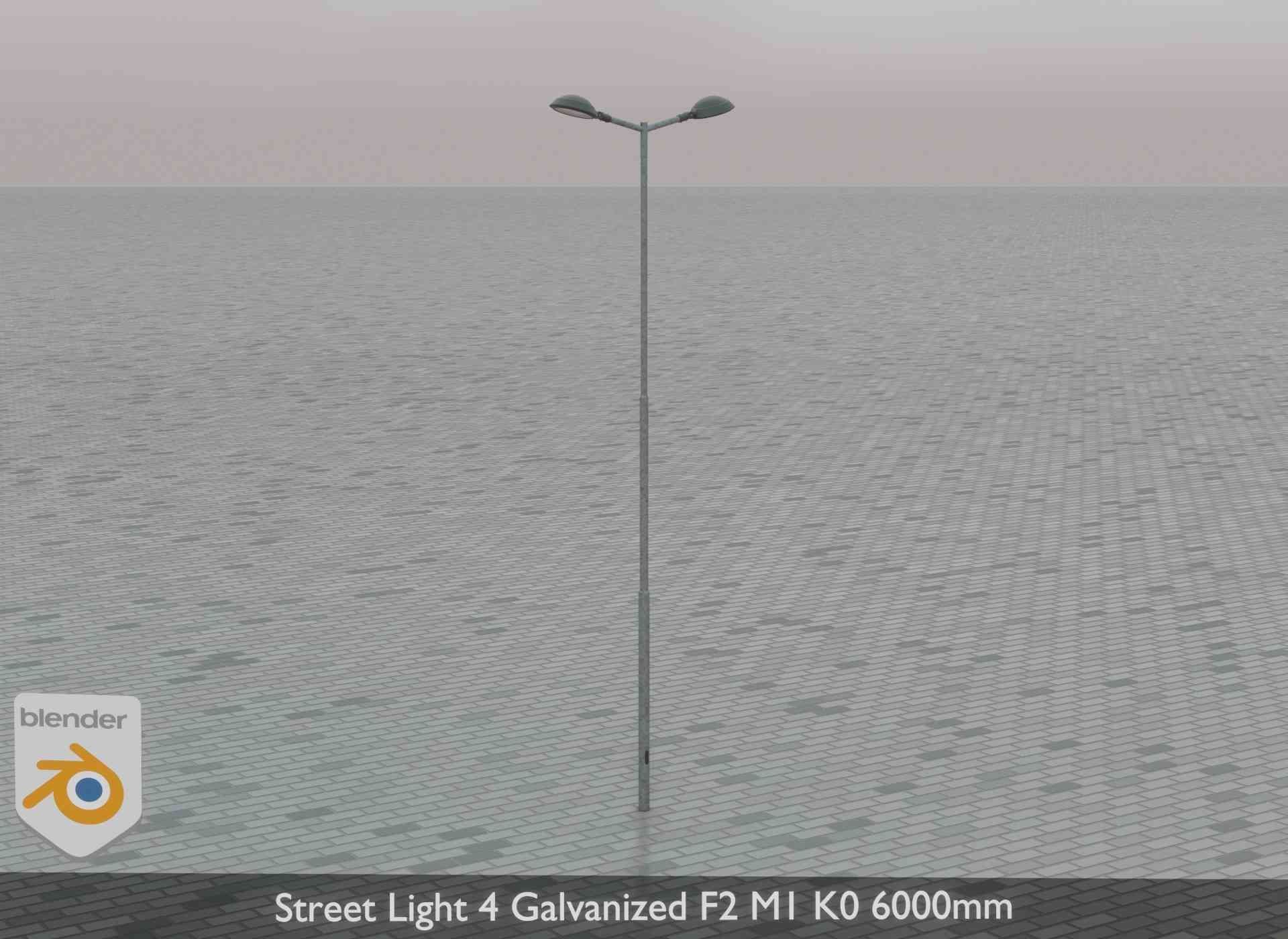 Street Light 4 Galvanized F2 M1 K0 6000mm Low-poly 3D model_76