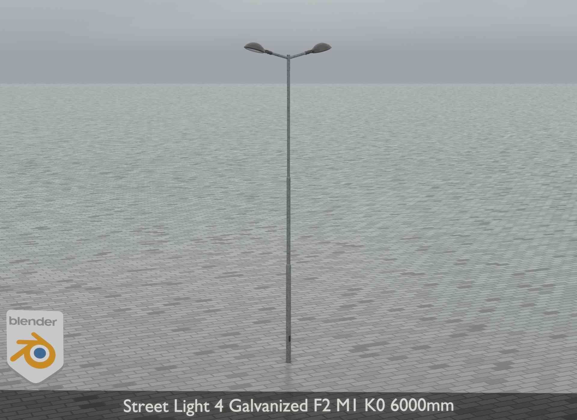 Street Light 4 Galvanized F2 M1 K0 6000mm Low-poly 3D model_17