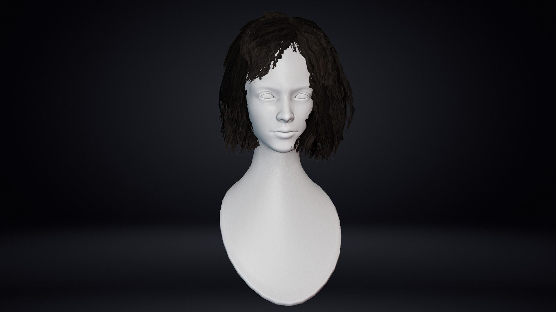 Female Hair Low-poly 3D model_4