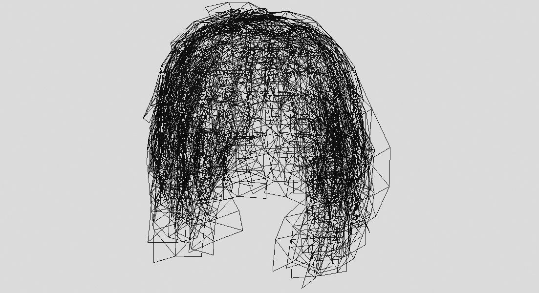 Female Hair Low-poly 3D model_11