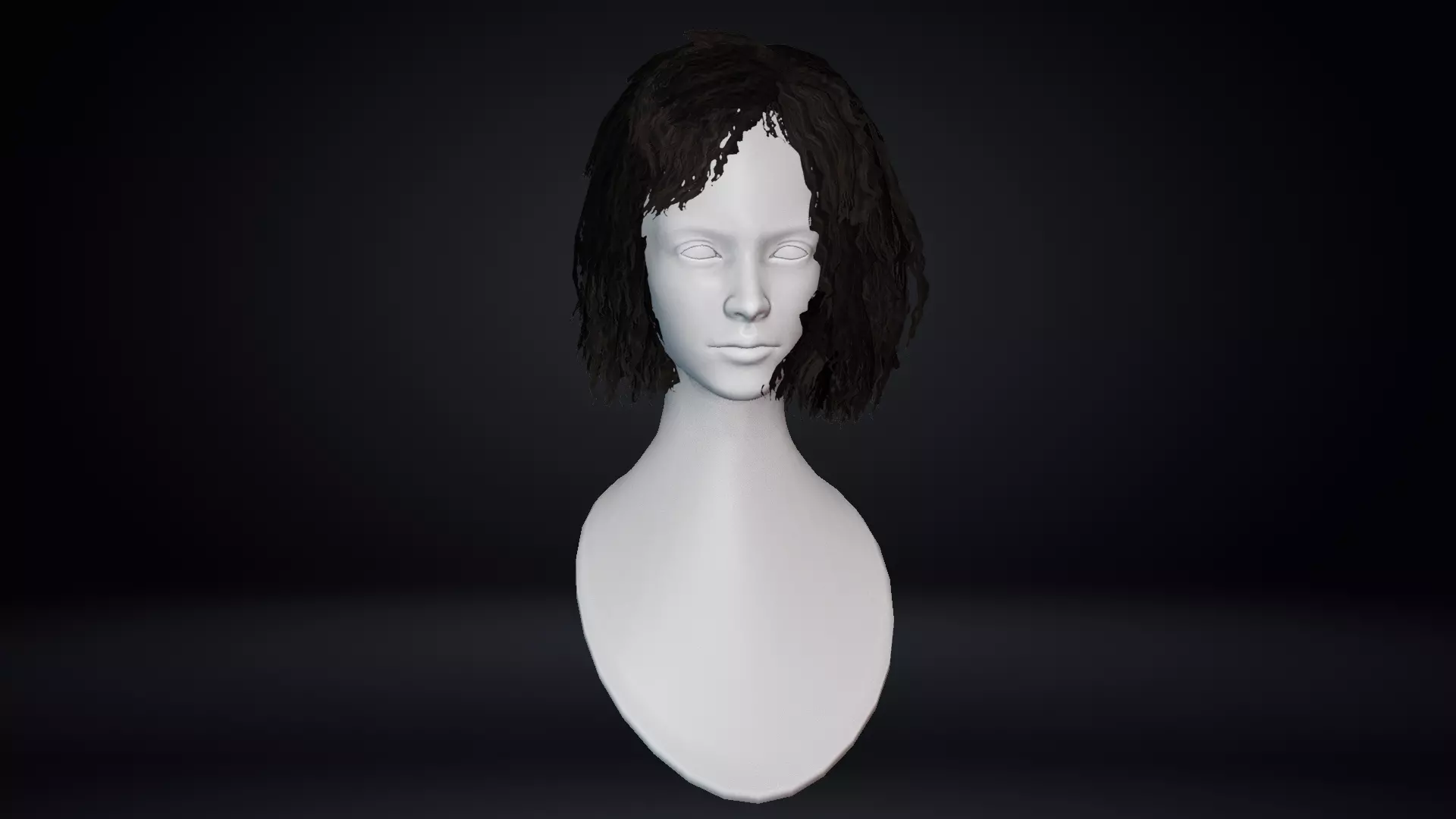 Female Hair Low-poly 3D model_0