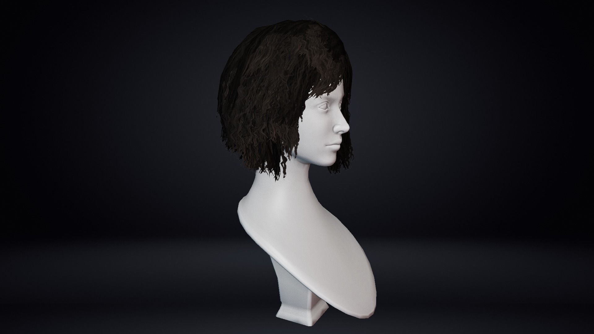 Female Hair Low-poly 3D model_13