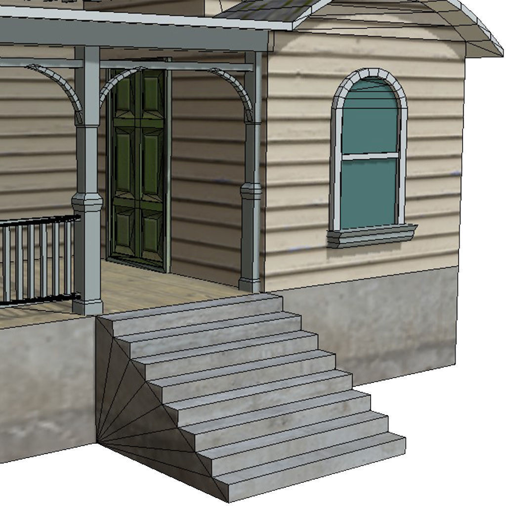 American Style Cottage - Town House Model Low-poly 3D model_7