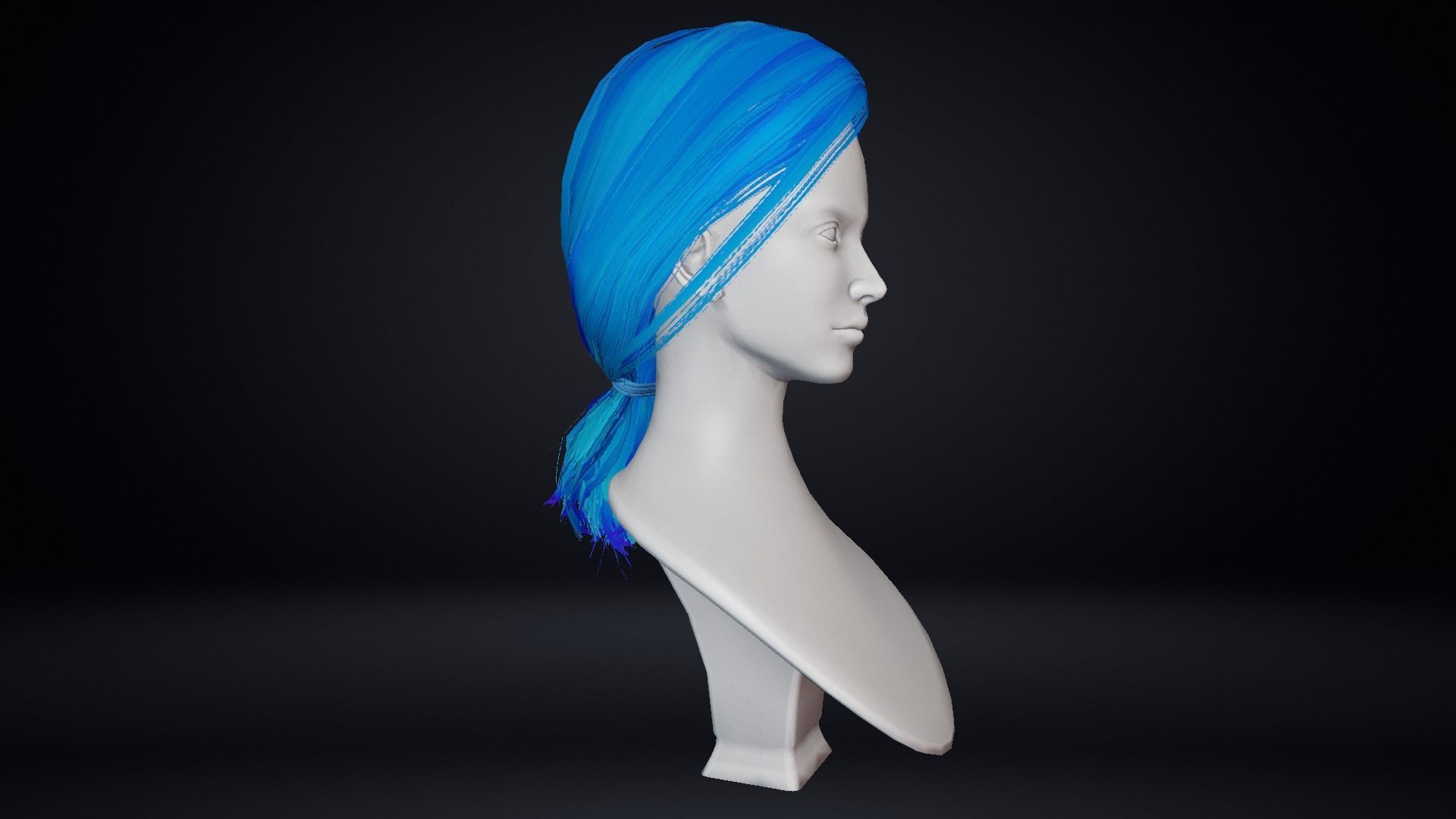 Female Hair Low-poly 3D model_11
