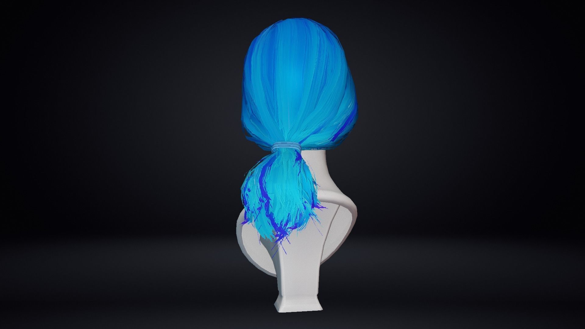 Female Hair Low-poly 3D model_3