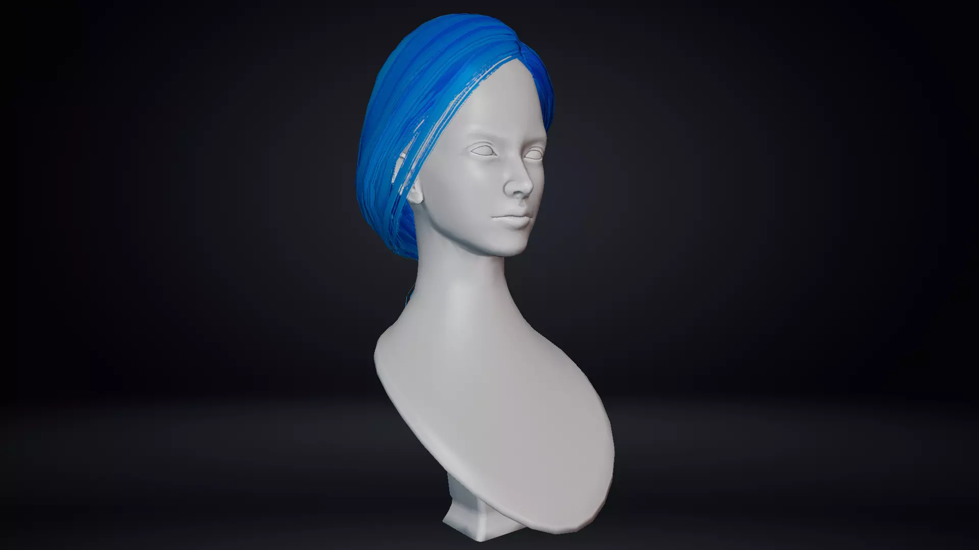 Female Hair Low-poly 3D model_0
