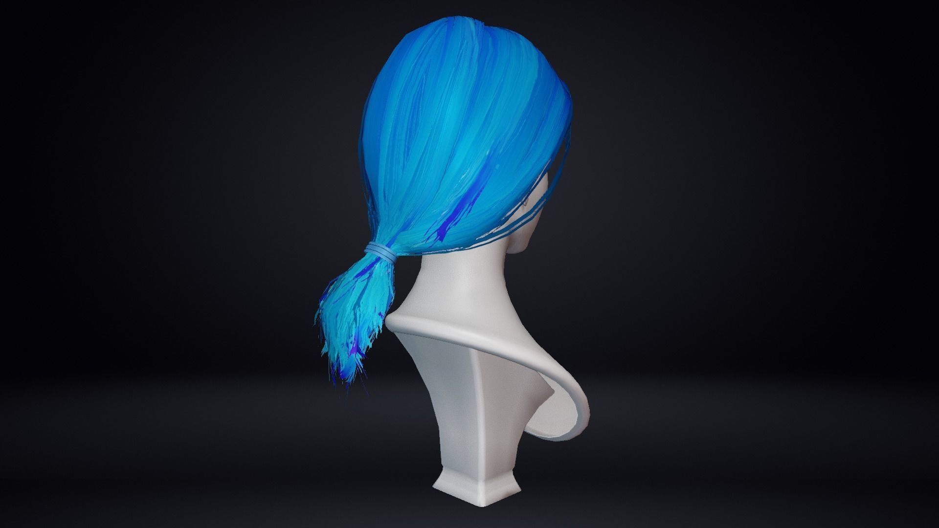 Female Hair Low-poly 3D model_7
